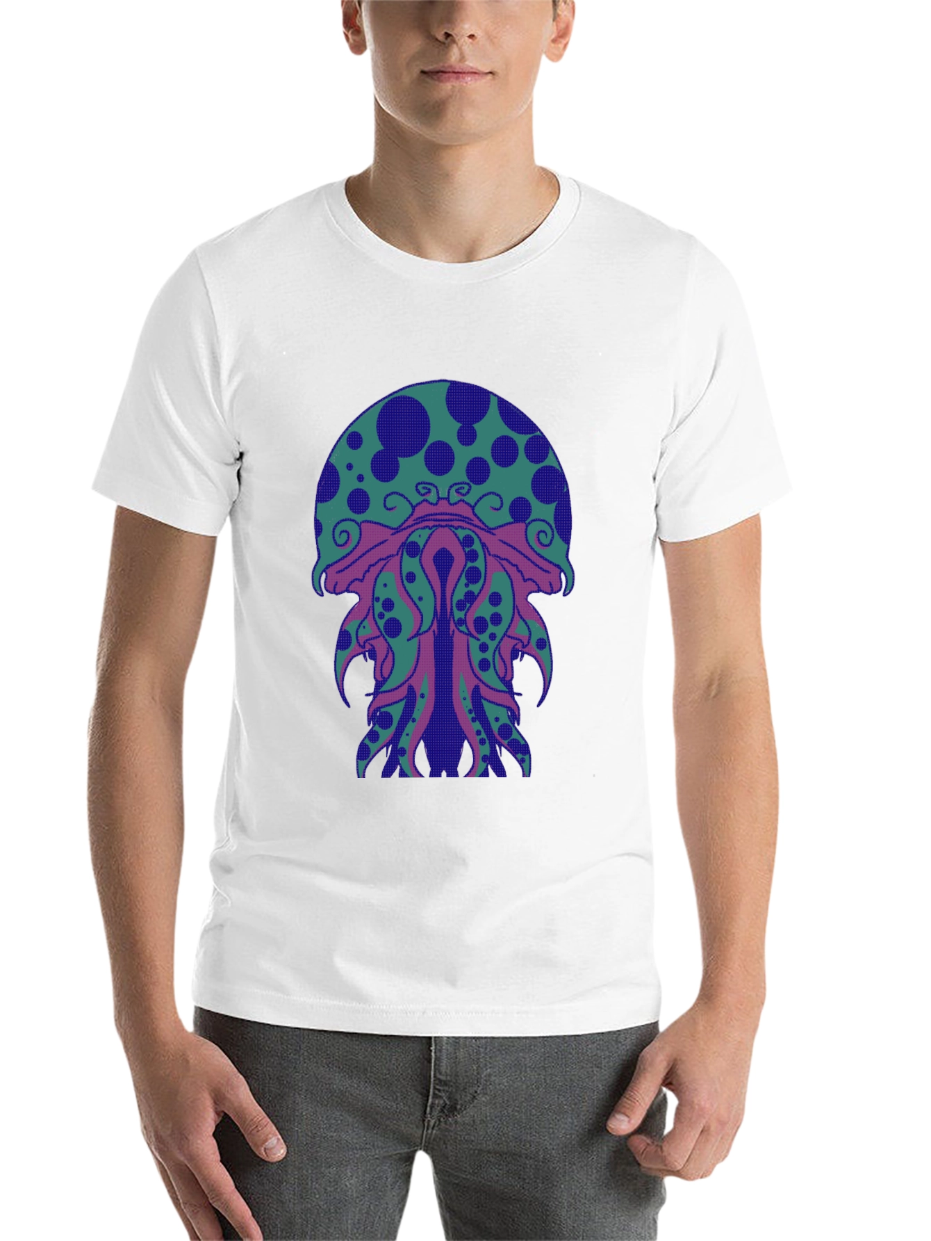 Black Psychedelic Jellyfish Graphic Tee - Black Cotton view 14