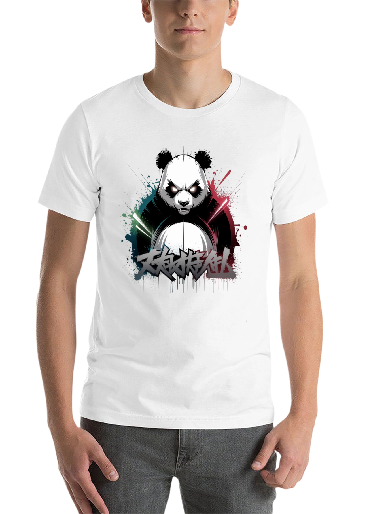 Black Men's Black Panda Graphic T-Shirt view 14