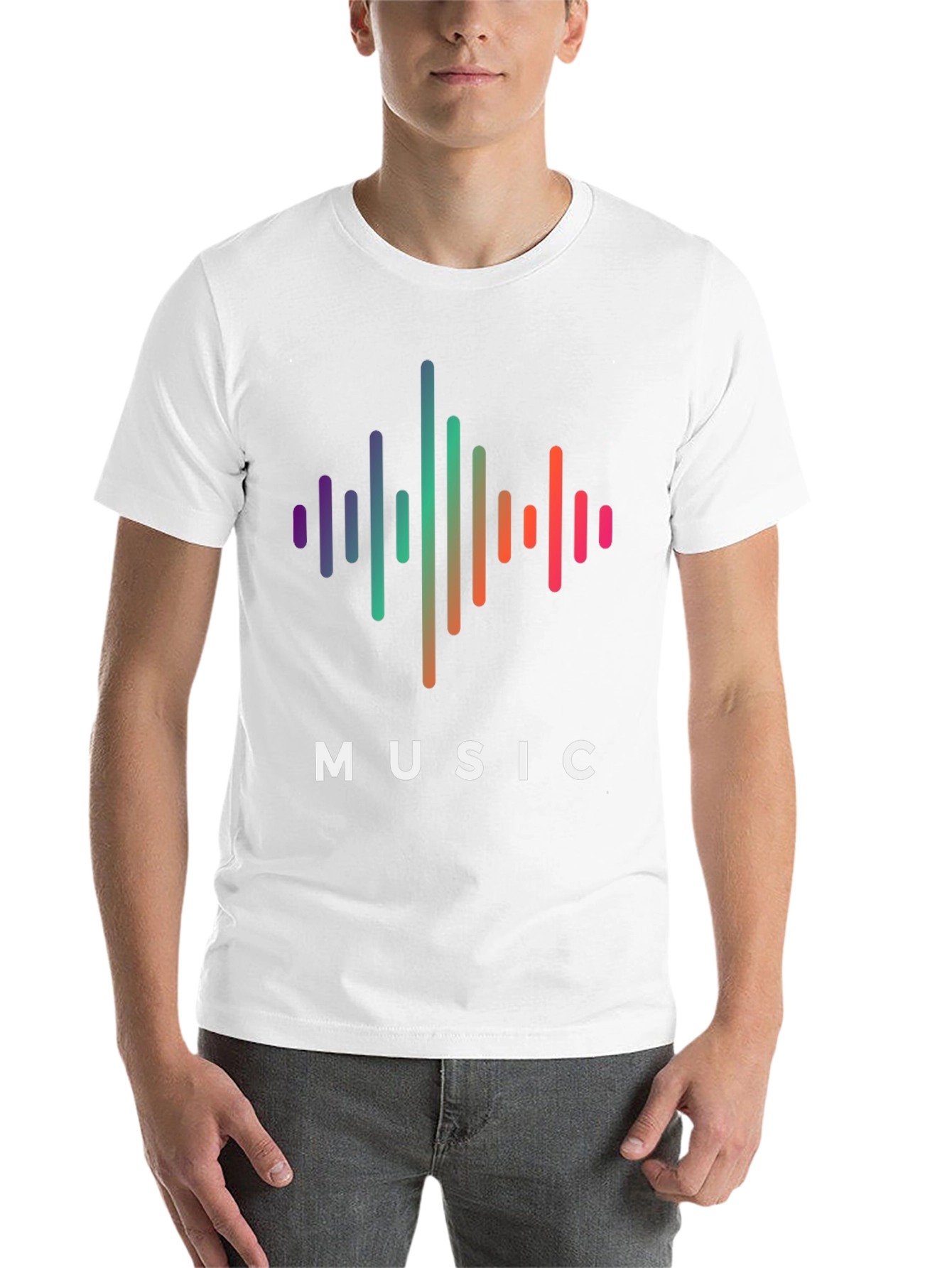 Black Music Wave Graphic Tee - Black Cotton T-Shirt view 14