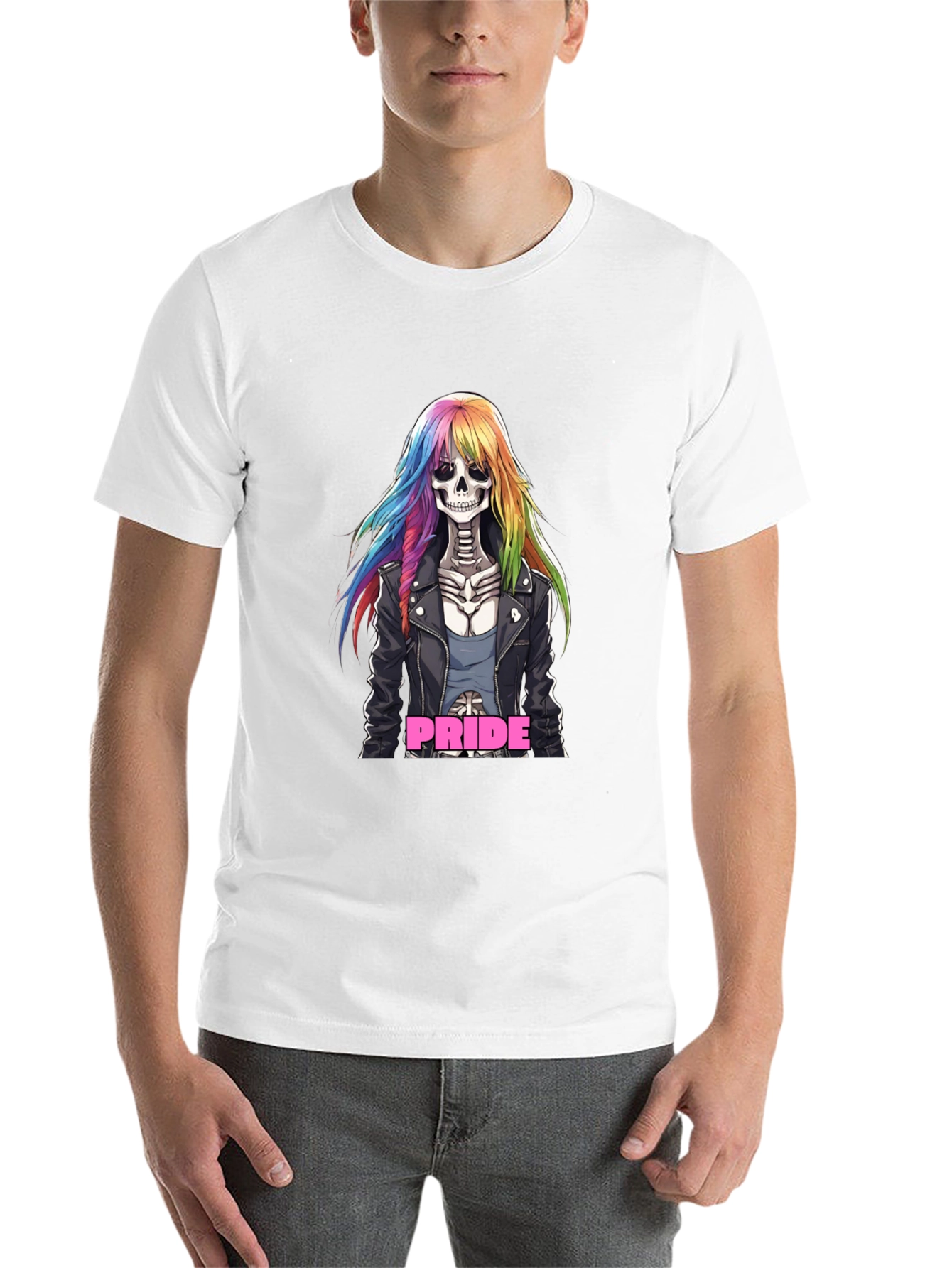 Black Pride Skeleton T-Shirt Rainbow Hair view 14