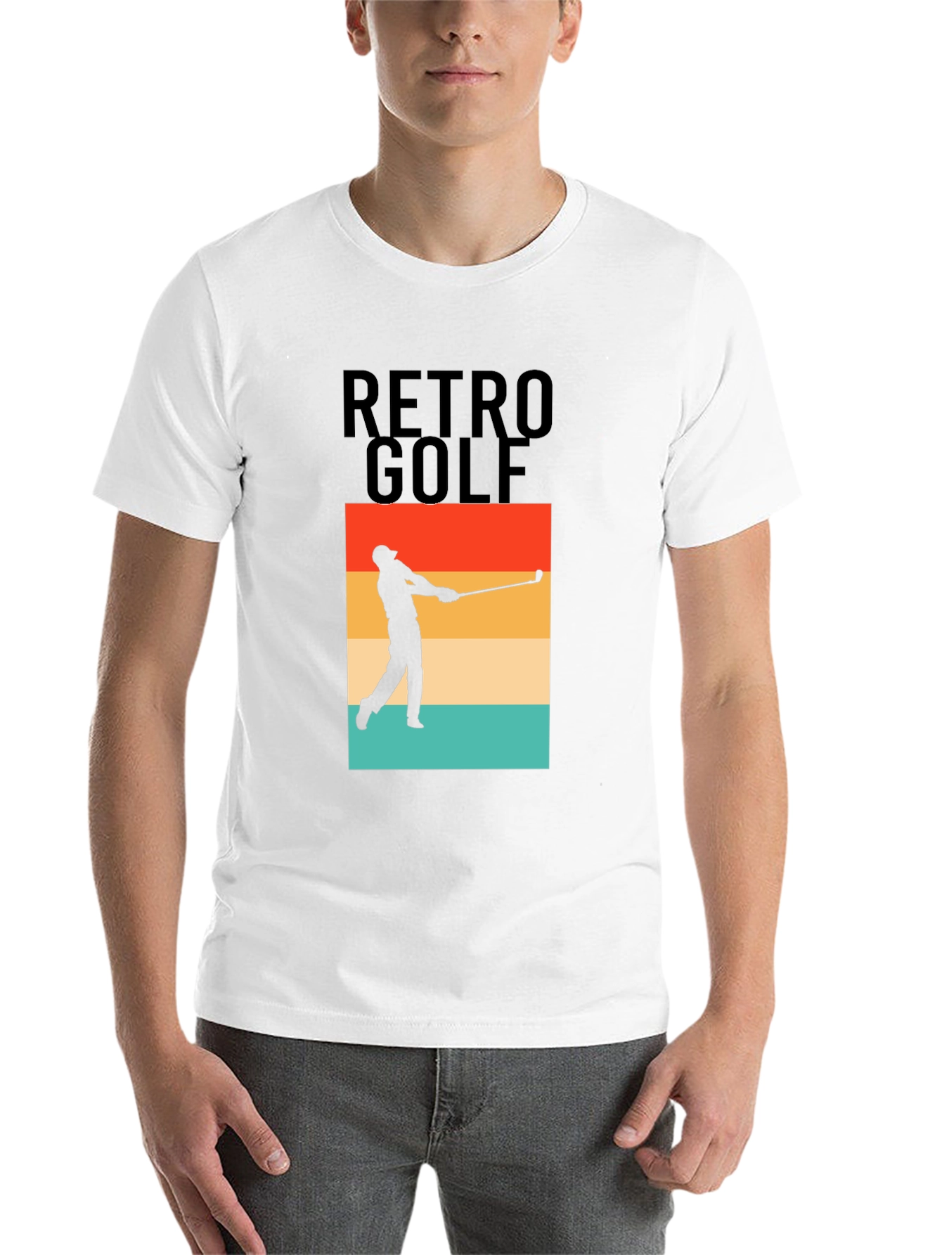 Black Retro Golf T-Shirt - Golfer Silhouette Tee view 14