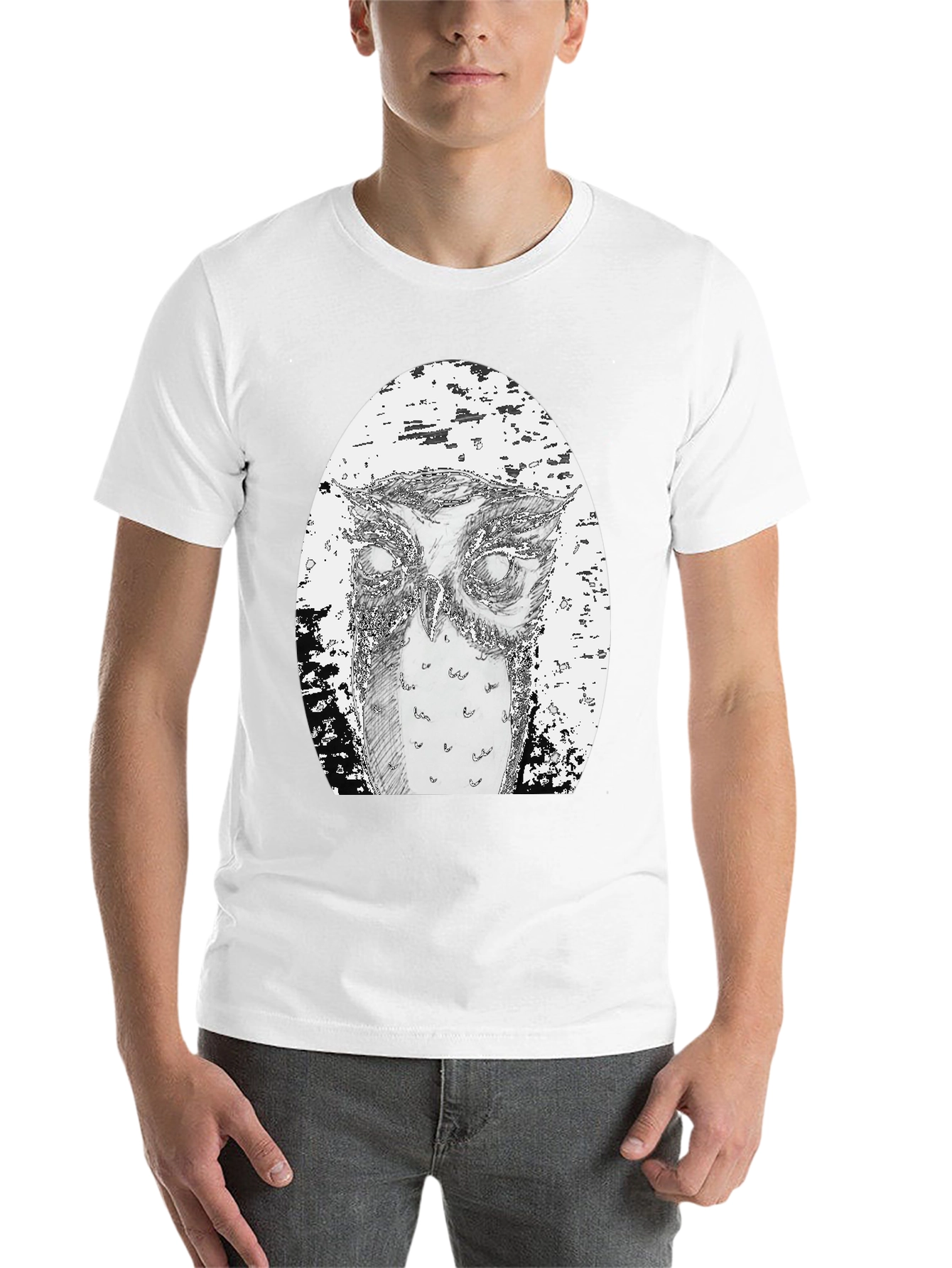 Black Owl Graphic Tee - Unique Hand Drawn Design view 14