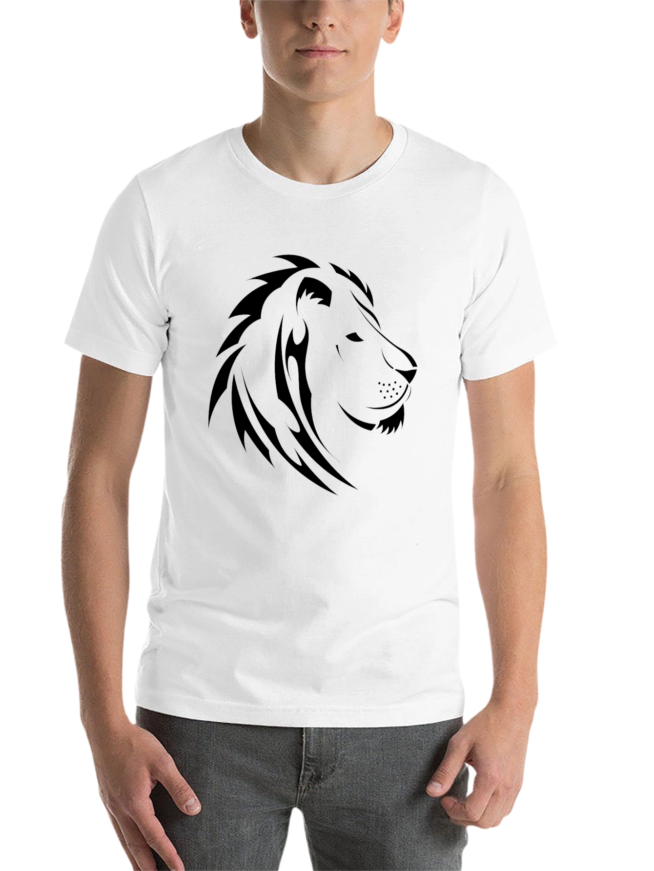 Black Black Lion Graphic Tee - Mens Stylish Crew Neck T-Shirt view 14