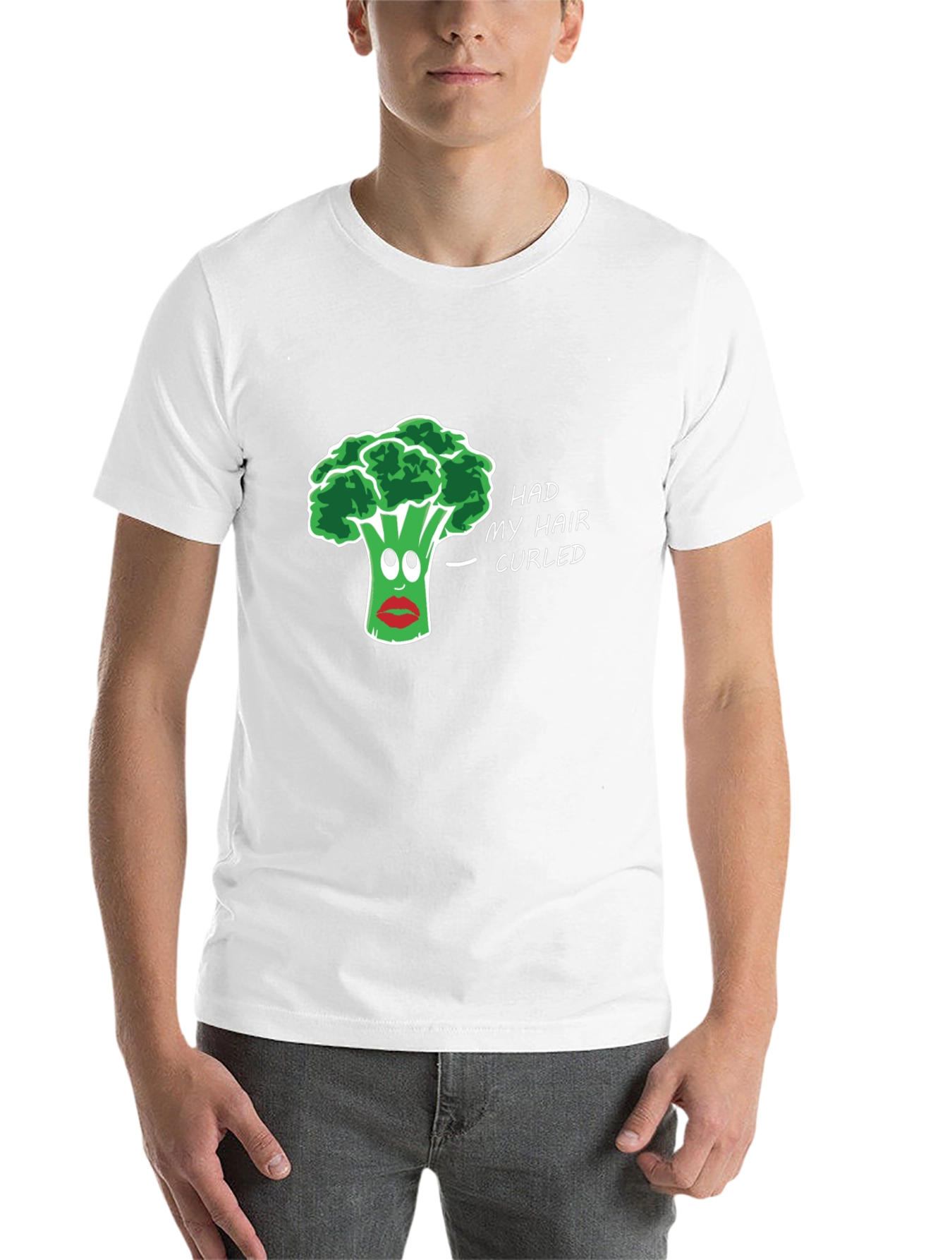 Black Humorous Broccoli Hair Pun T-Shirt view 14