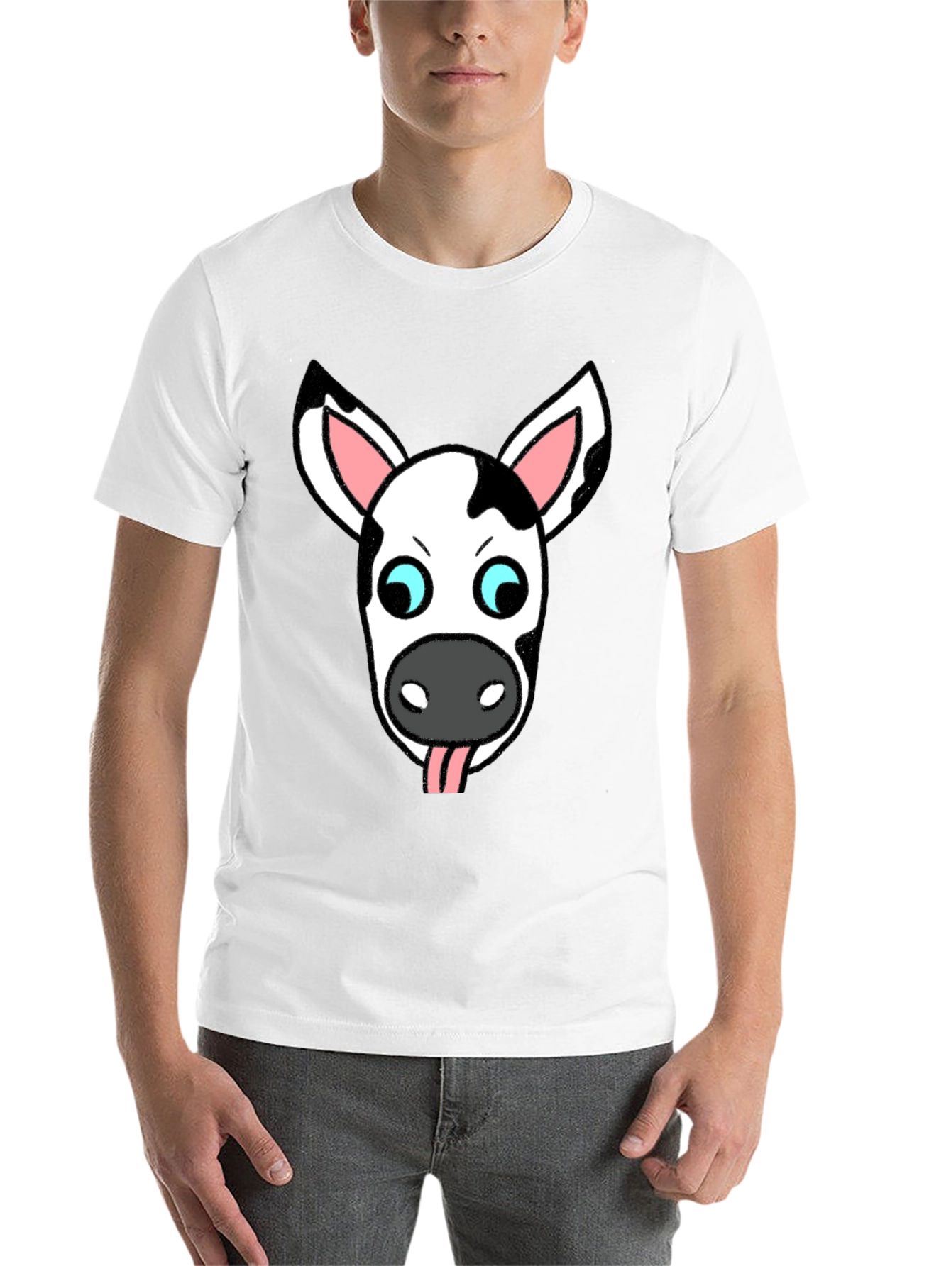 Black Funny Cow Face Graphic T-Shirt view 14