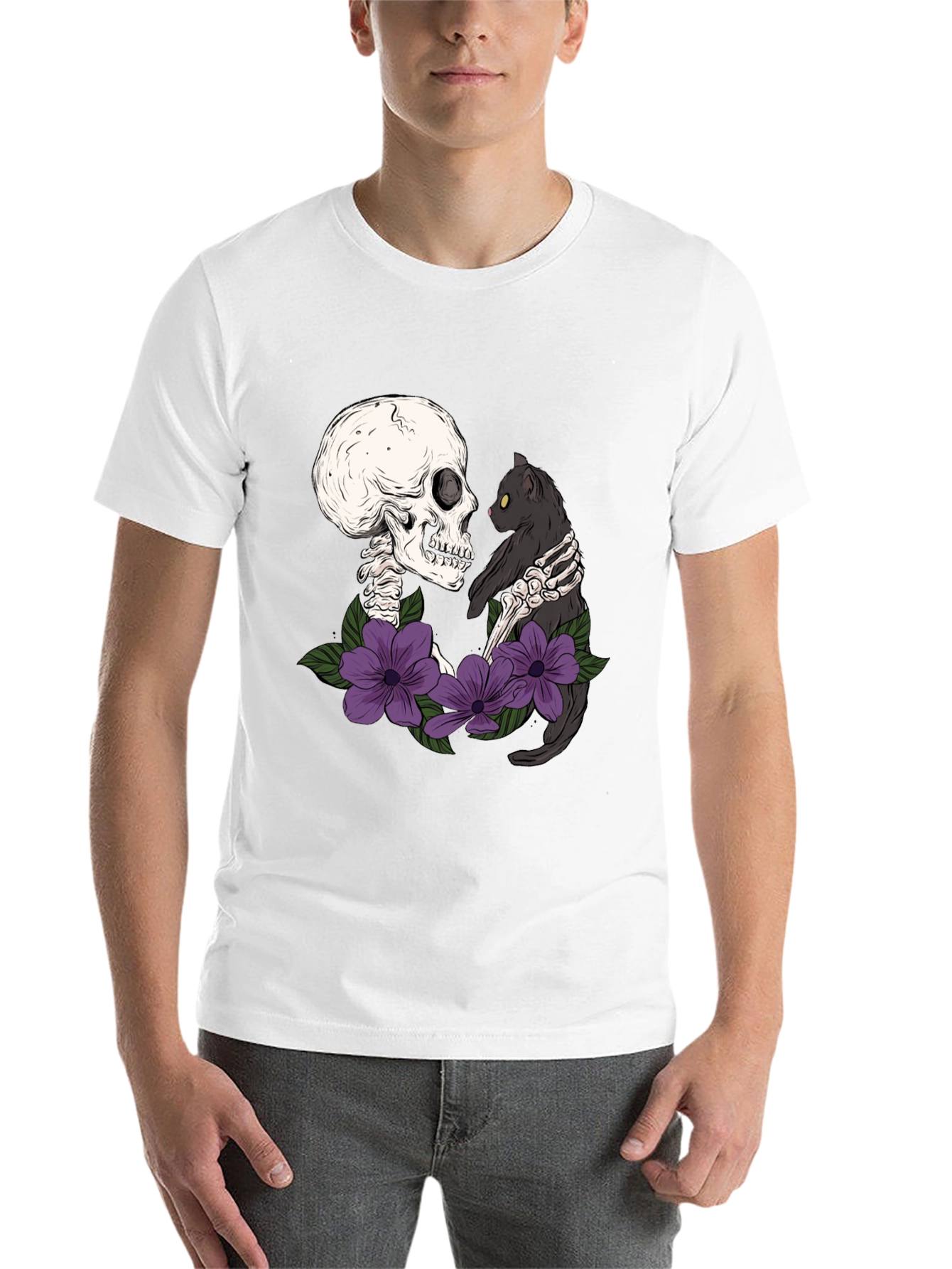 Black Skeleton Cat Lover T-Shirt - Dark Humor Tee view 14