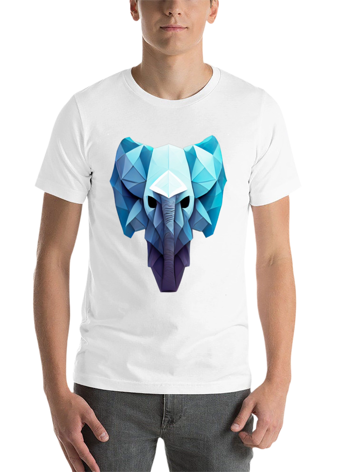 Black Geometric Elephant Graphic Tee - Modern Art Style view 14