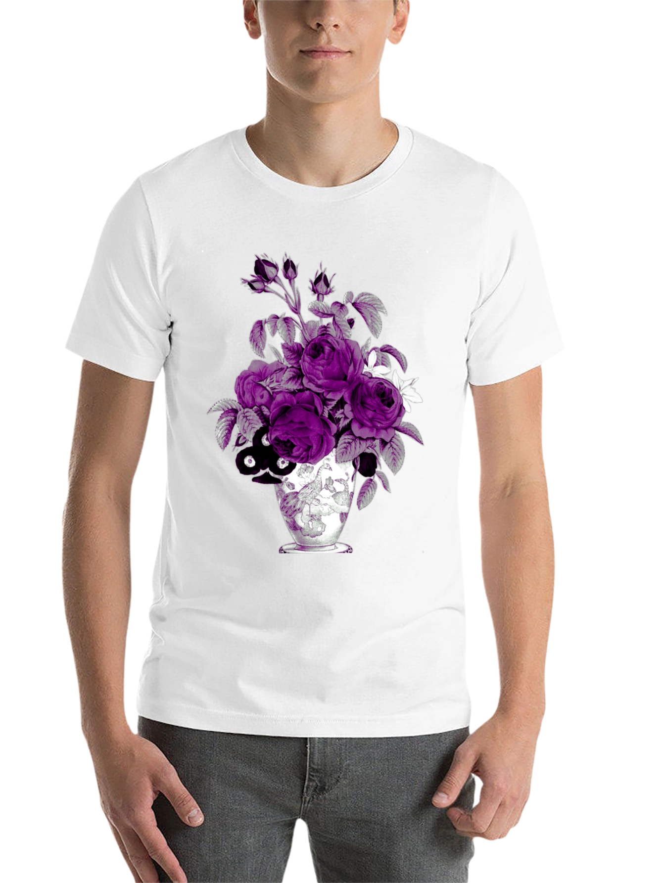 Black Floral Vase Graphic Tee - Unique Design view 14