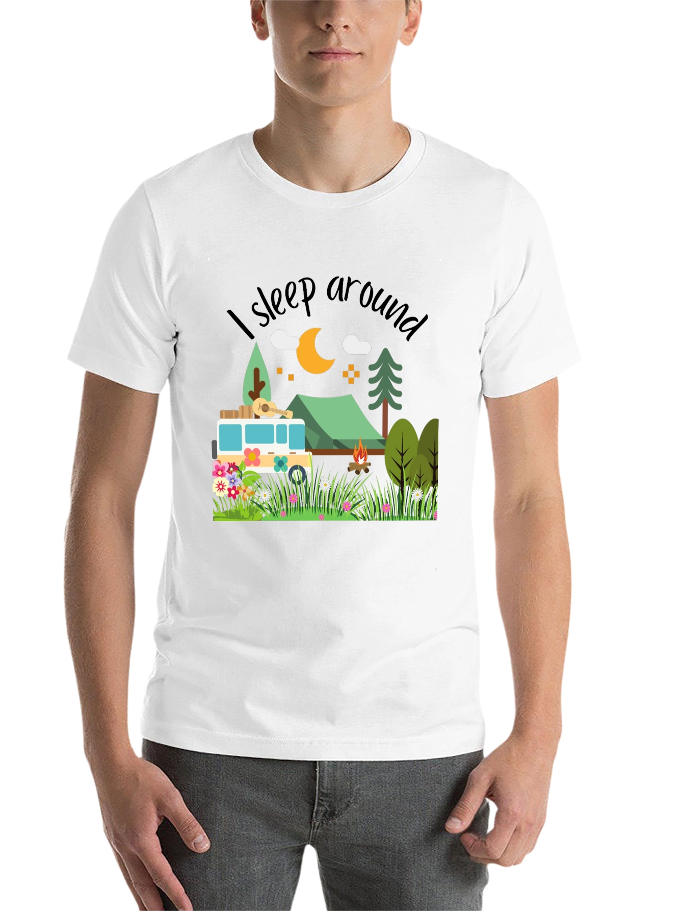 Black Sleep Around Camping T-Shirt - Nature Lover Tee view 14