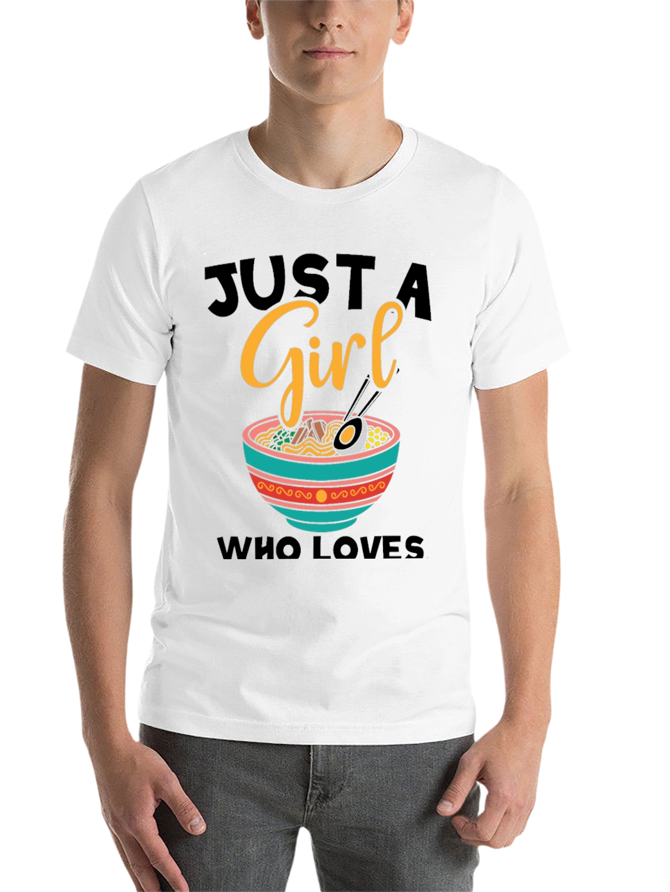 Black Just A Girl Who Loves Ramen T-Shirt view 14