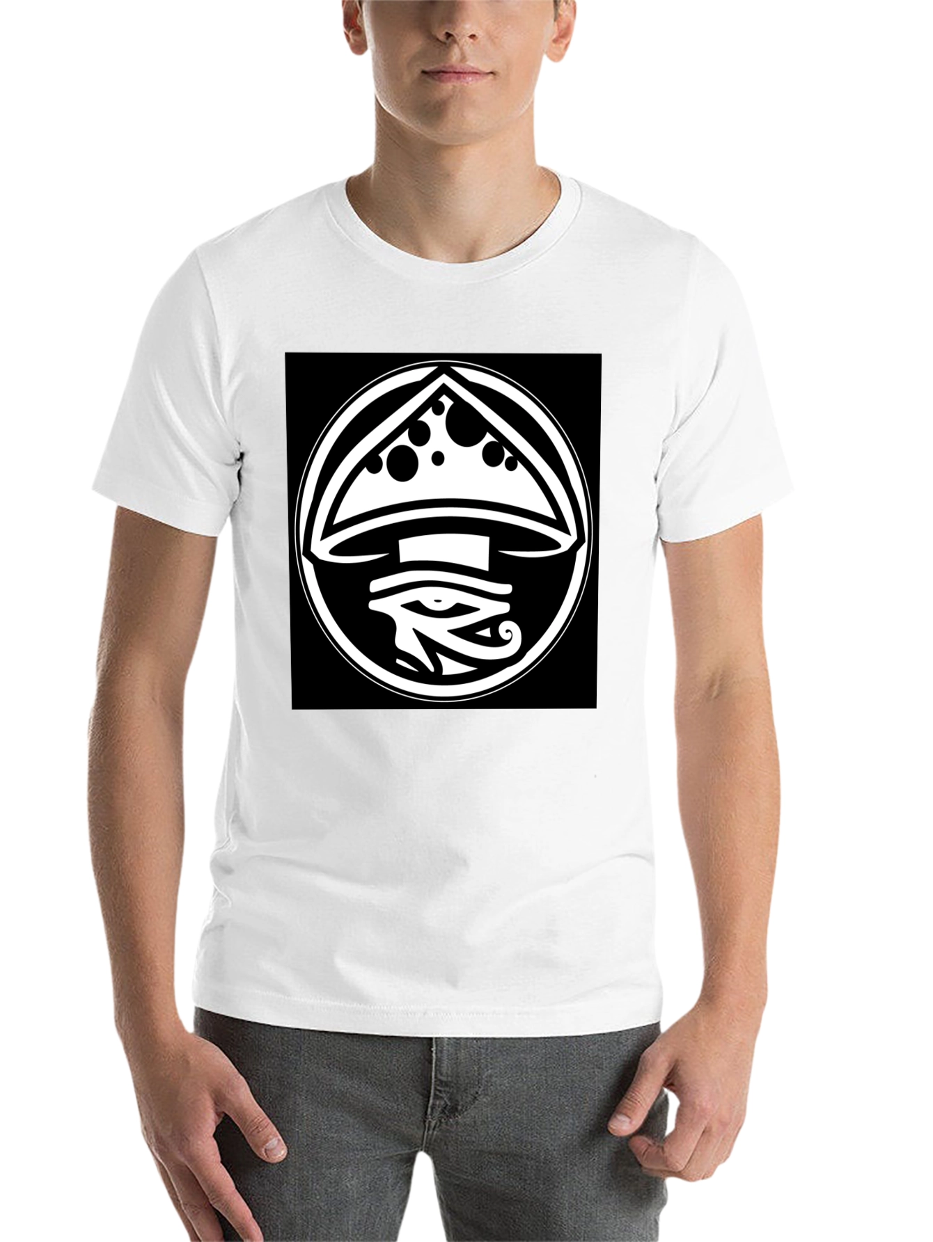 Black Mushroom Eye Graphic Tee - Unique Design view 14