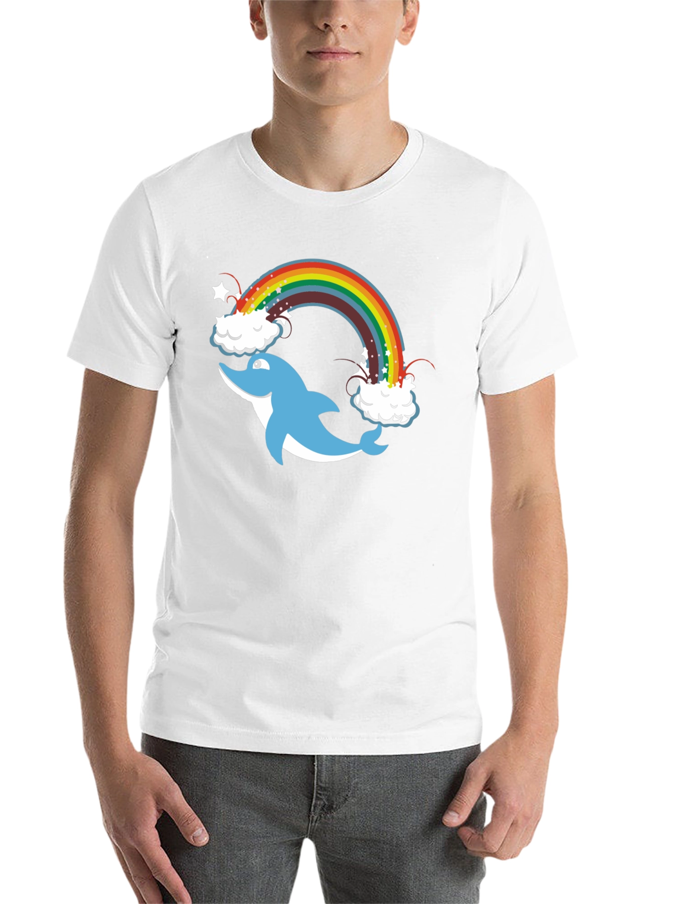 Black Dolphin Rainbow Black T-Shirt view 14