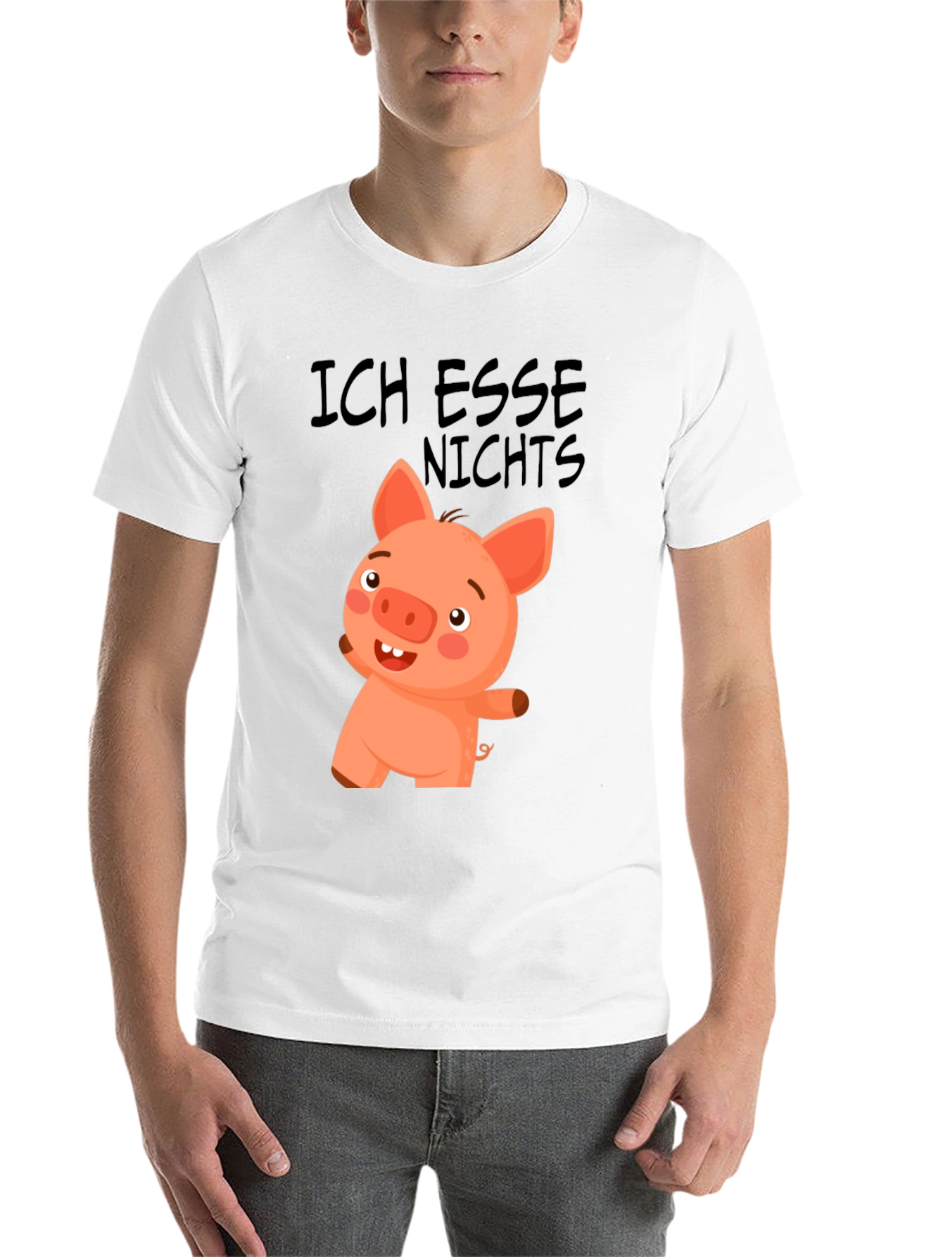 Black Ich Esse Nichts Funny Pig T-Shirt view 14