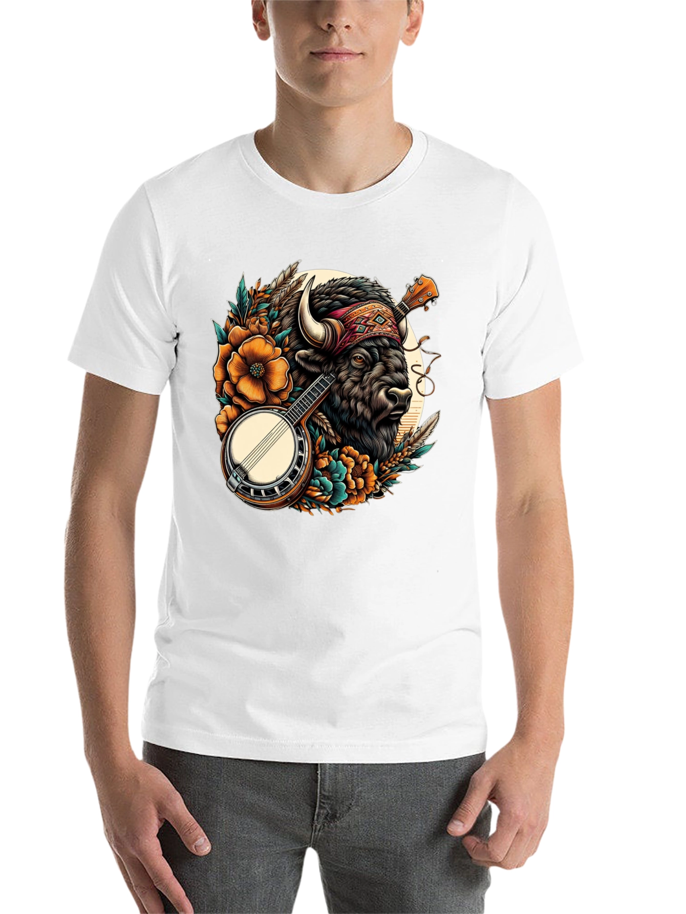 Black Buffalo Banjo T-Shirt - Unique Graphic Tee view 14