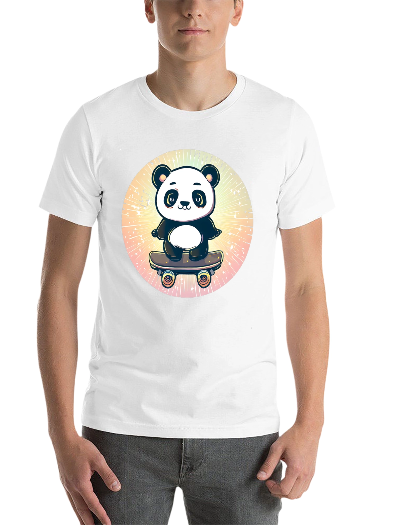 Black Skateboarding Panda Graphic T-Shirt view 14