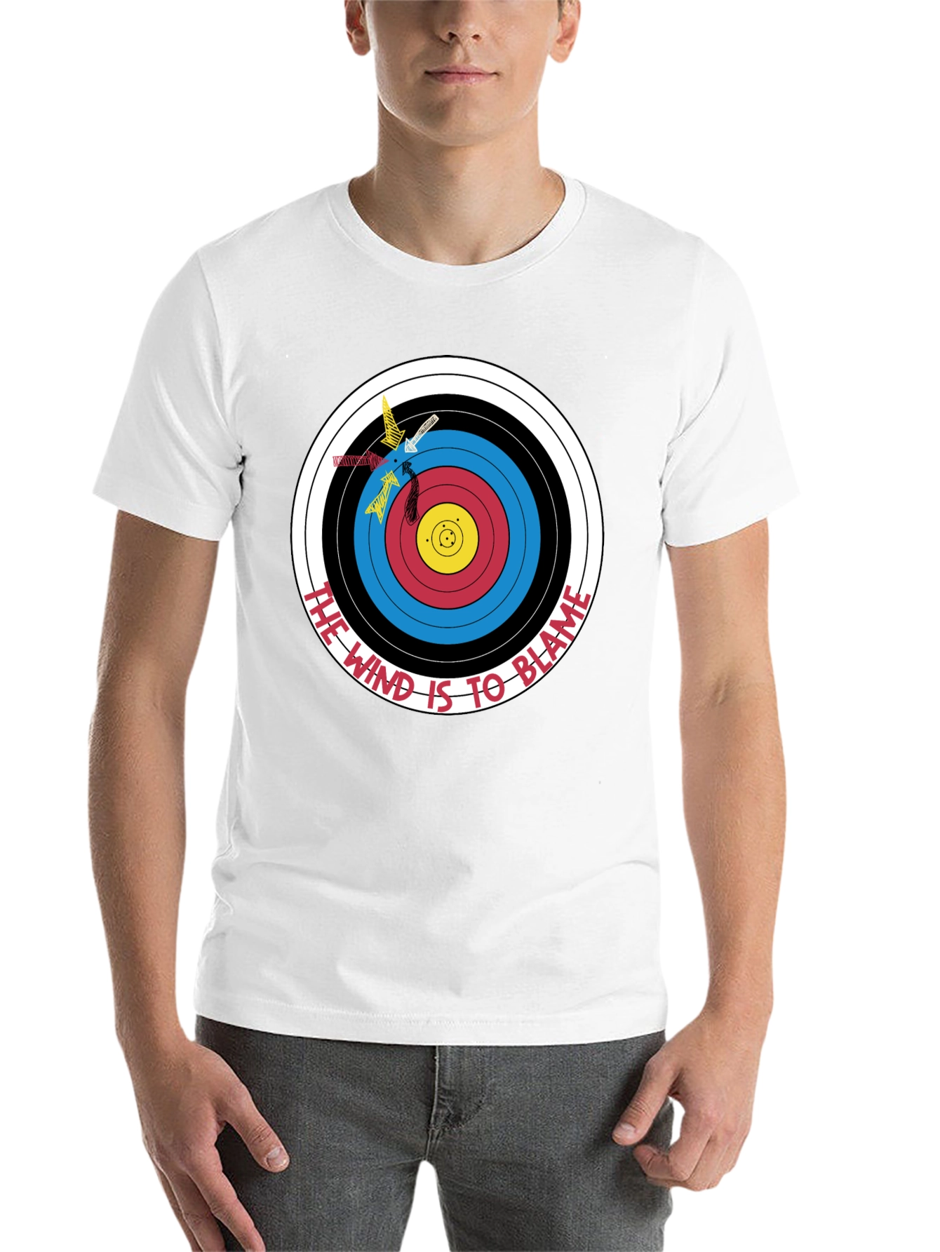 Black Archery Target Graphic T-Shirt - Funny Blame the Wind Tee view 14