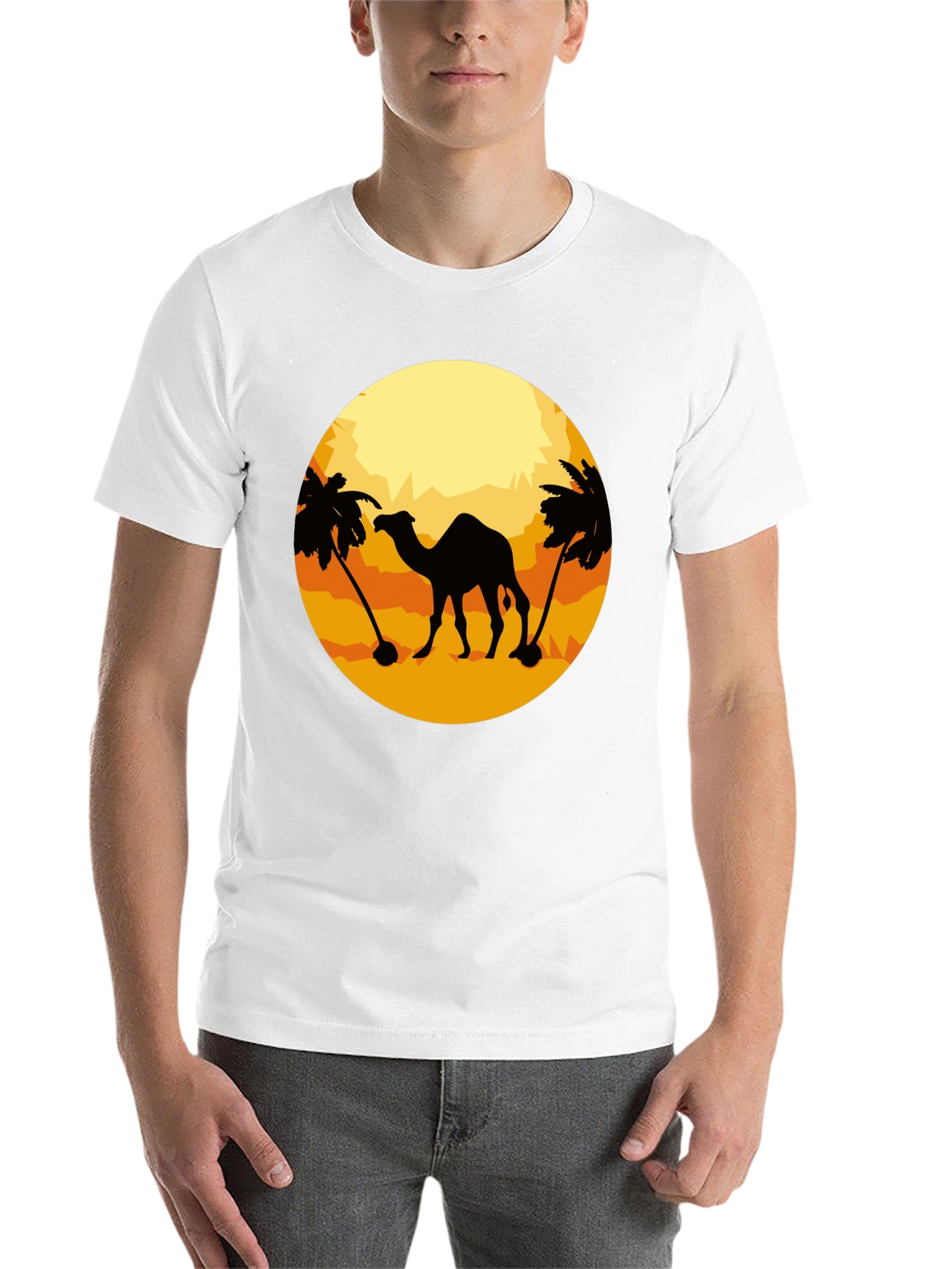 Black Camel Desert Silhouette T-Shirt - Black view 14
