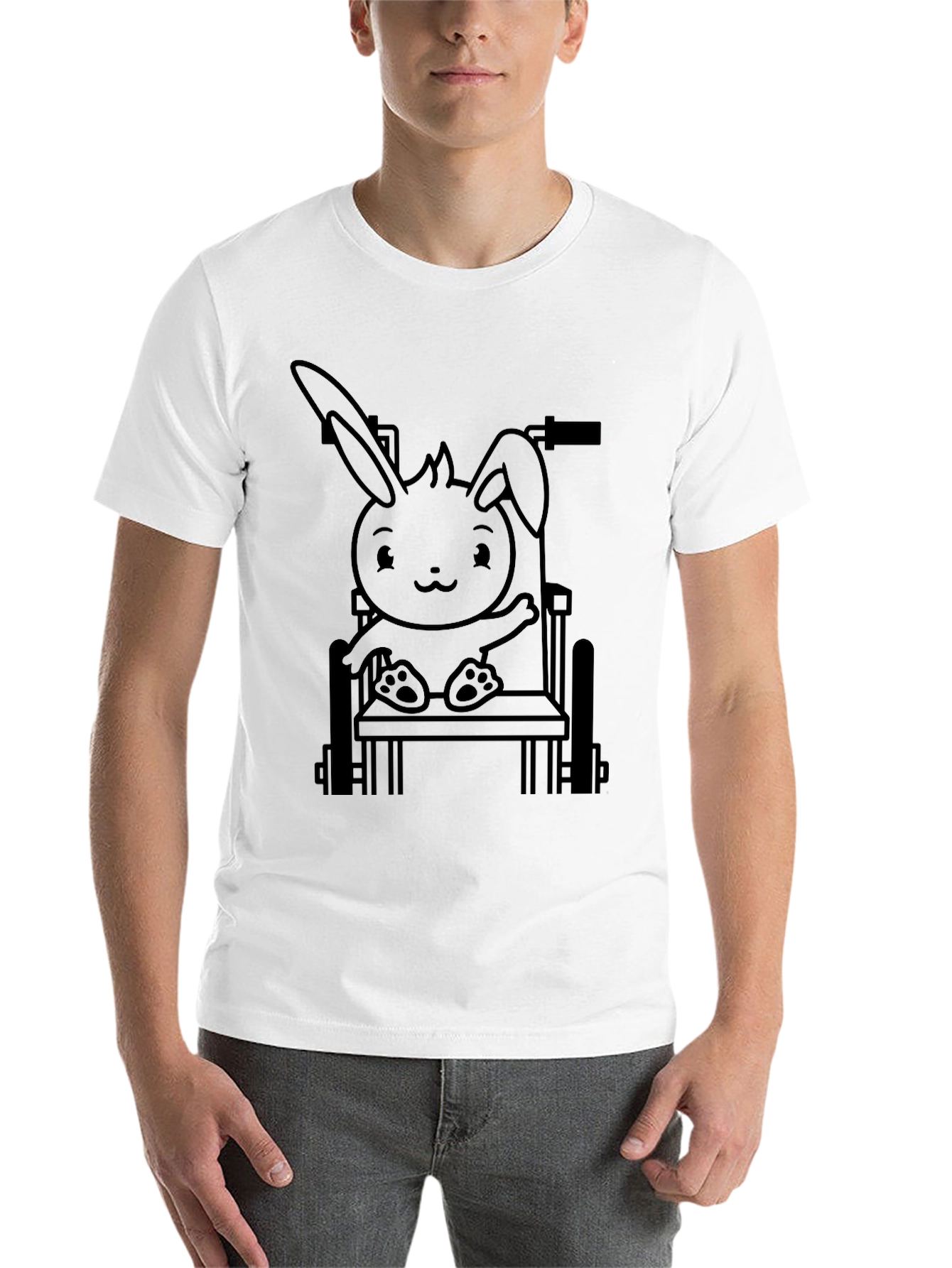 Black Bunny in Wheelchair Graphic Tee - Black view 14
