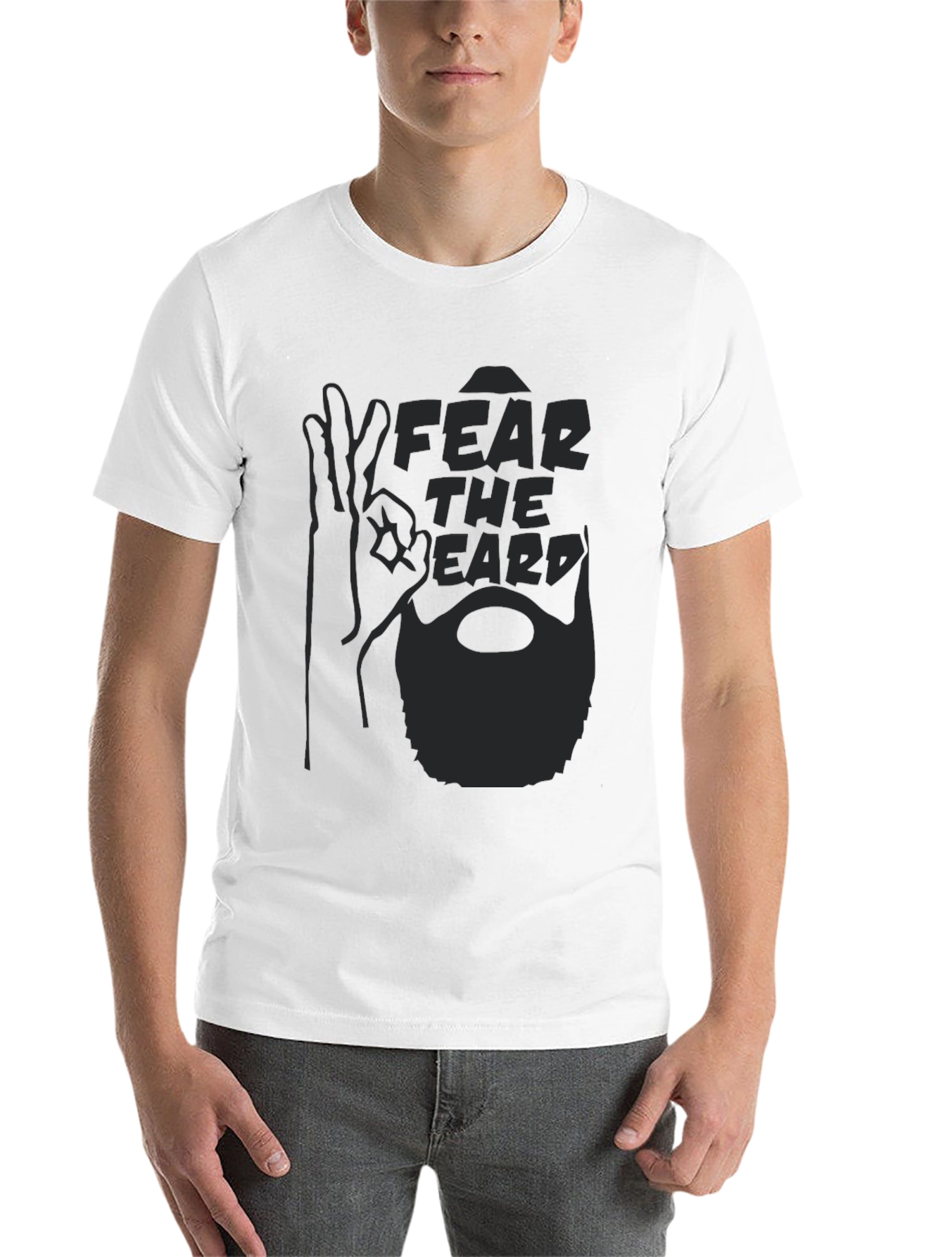 Black Fear The Beard Graphic T-Shirt - Men's Crew Neck Tee view 14