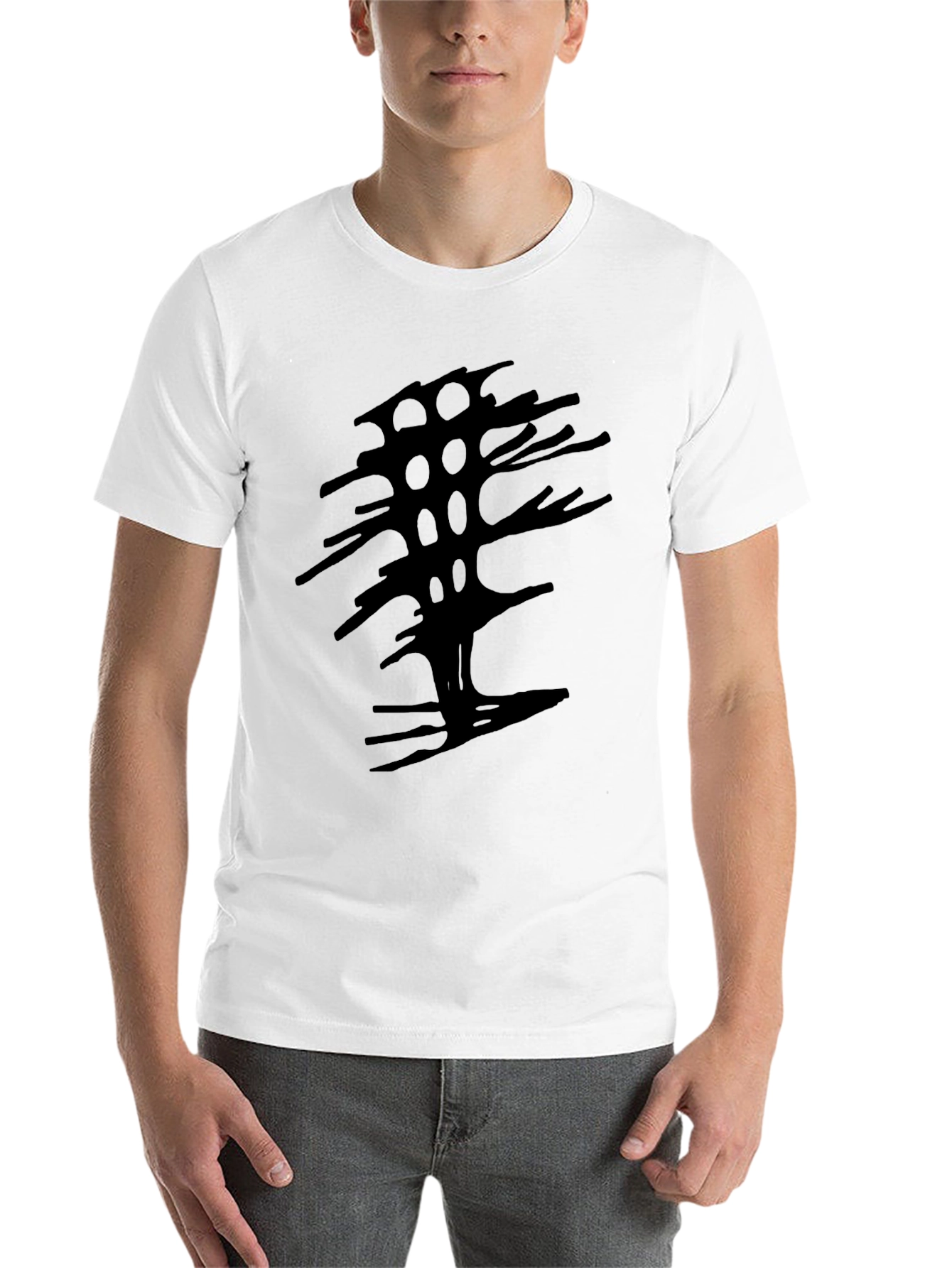 Black Abstract Tree Graphic Black Tee view 14