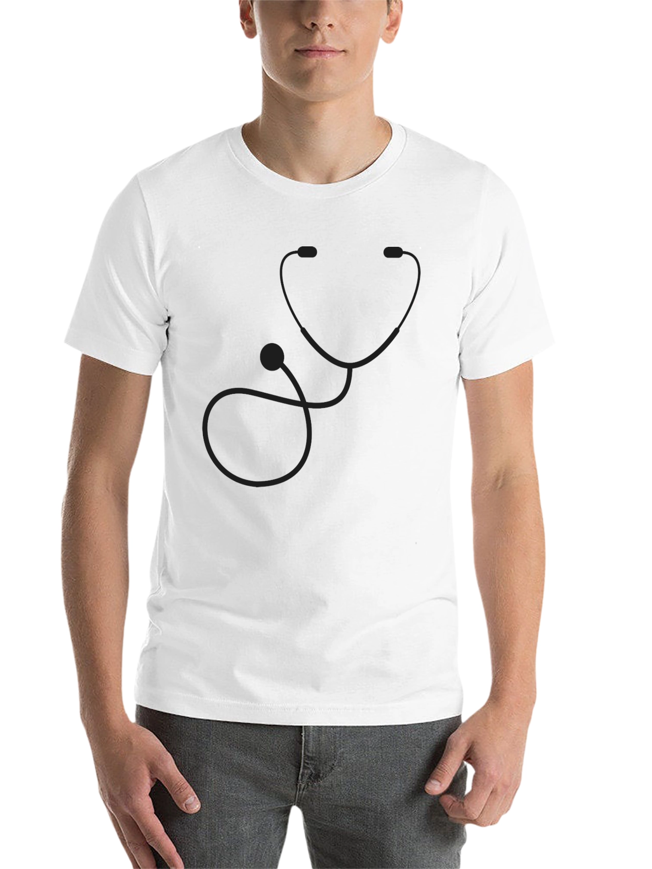 Black Black Stethoscope T-Shirt - Medical Professional Apparel view 14