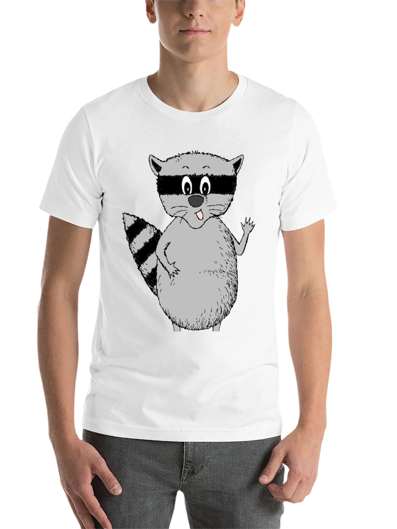 Black Funny Raccoon Graphic Tee - Black T-Shirt view 14