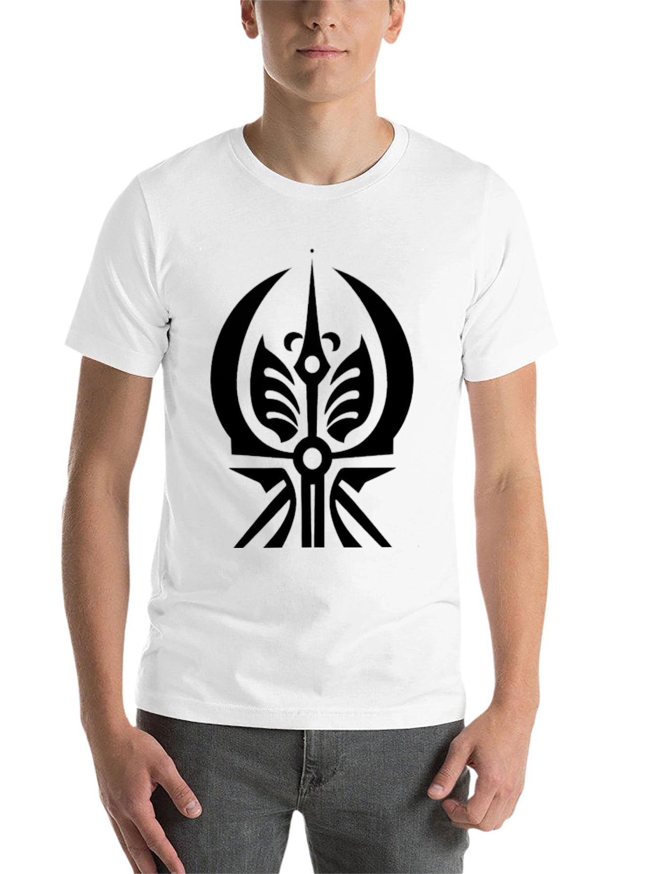 Black Men's Black Graphic Tee - Unique Tribal Design view 14