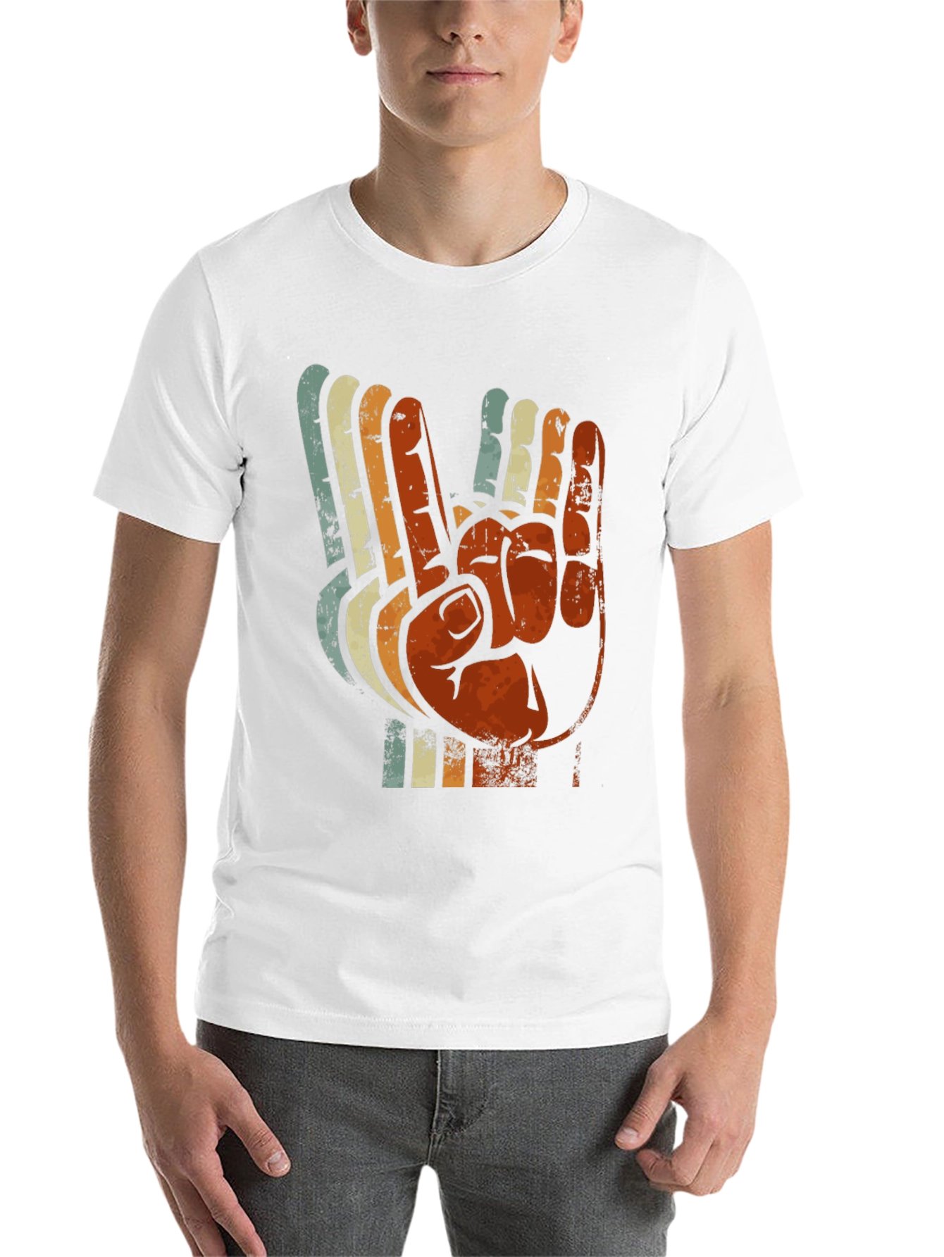 Black Vintage Retro Hand Gesture Graphic T-Shirt view 14