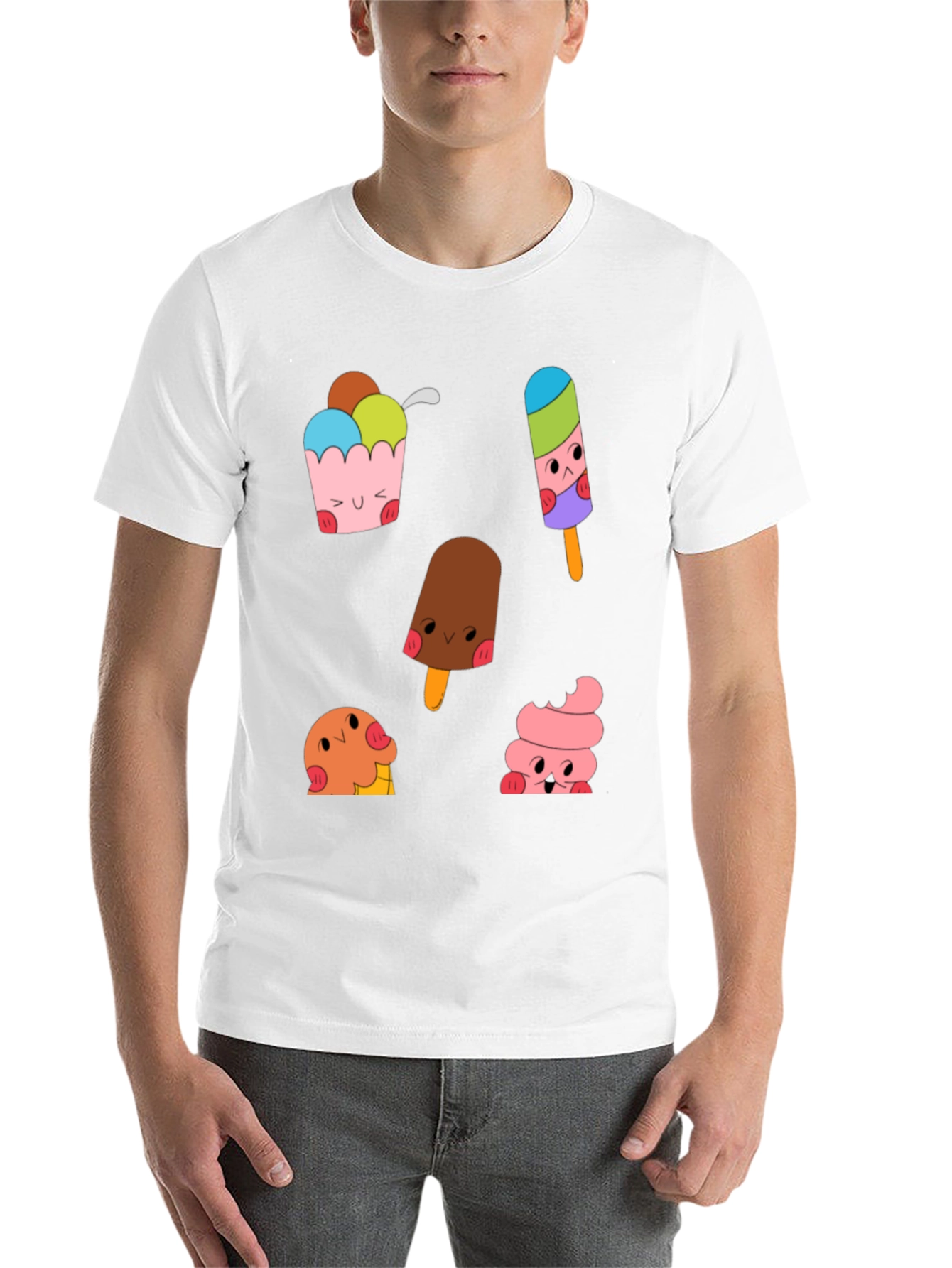 Black Cute Cartoon Ice Cream Graphic Tee view 14