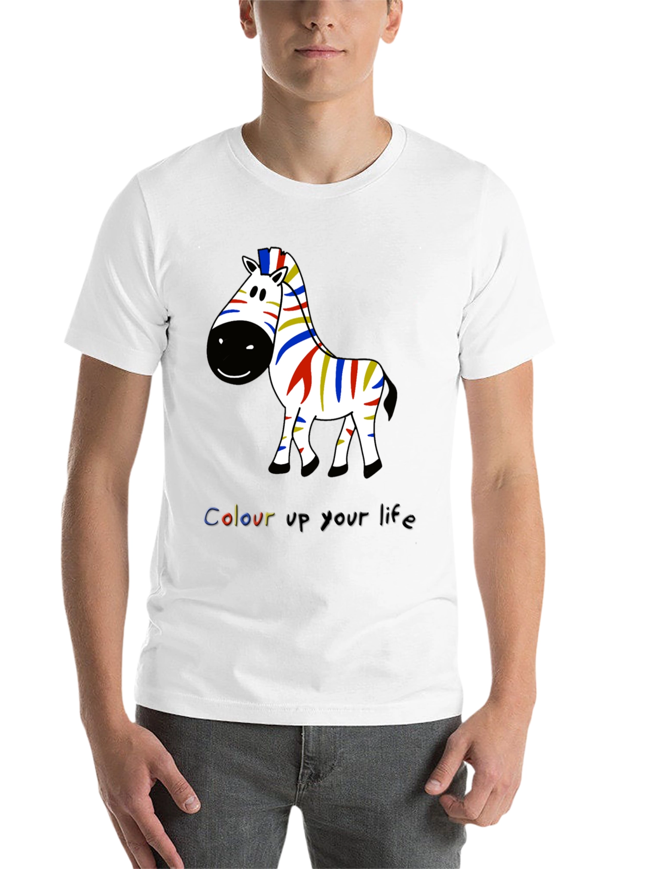 Black Colorful Zebra Graphic Tee - Men's Black T-Shirt view 14