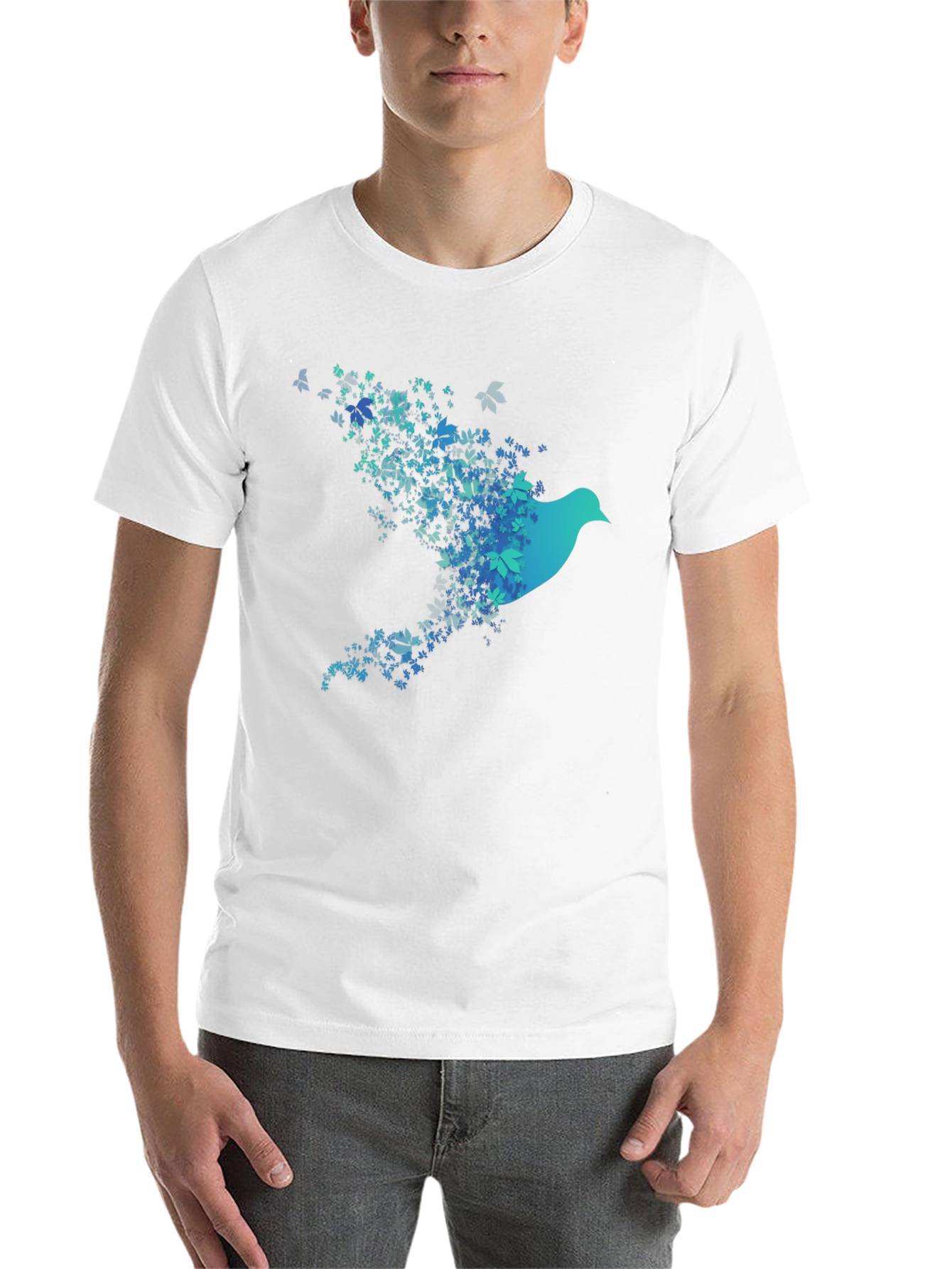 Black Bird of Leaves Graphic T-Shirt view 14