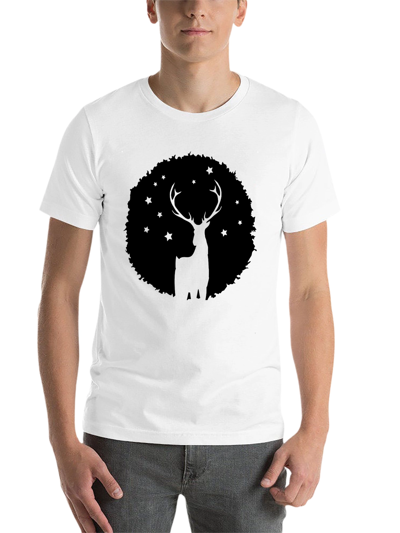 Black Stag Silhouette T-Shirt - Black Graphic Tee view 14