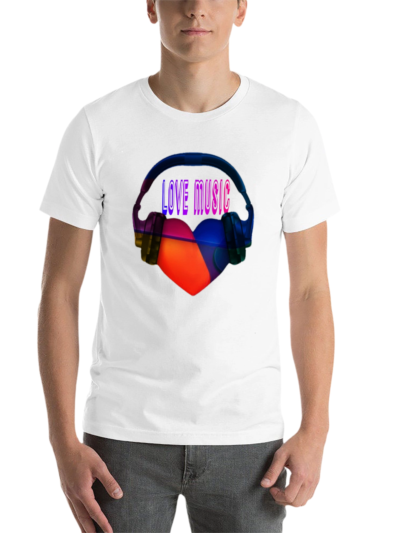 Black Love Music Graphic Tee - Heart & Headphones T-Shirt view 14