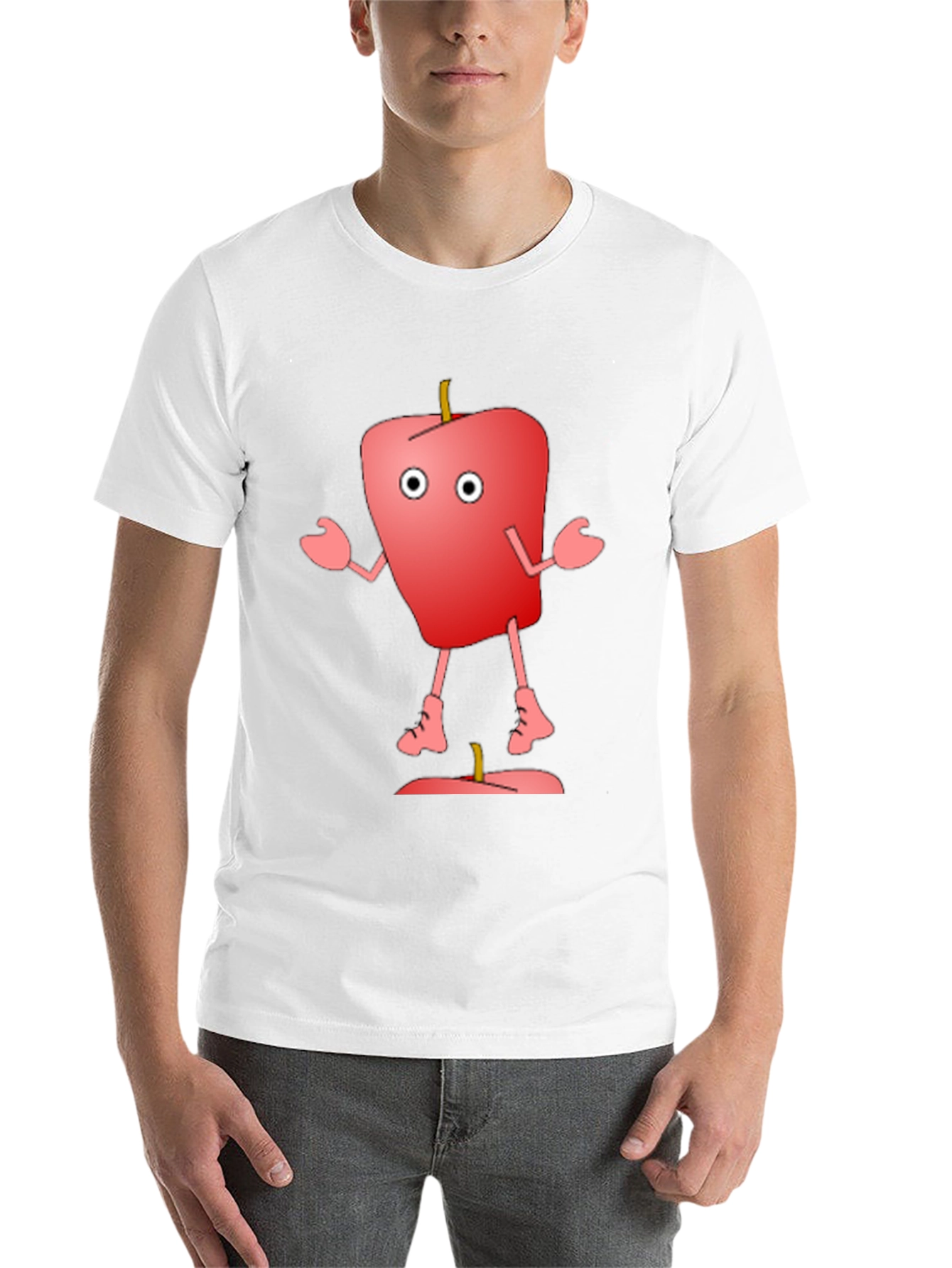 Black Cartoon Apple Graphic T-Shirt - Funny Fruit Tee view 14