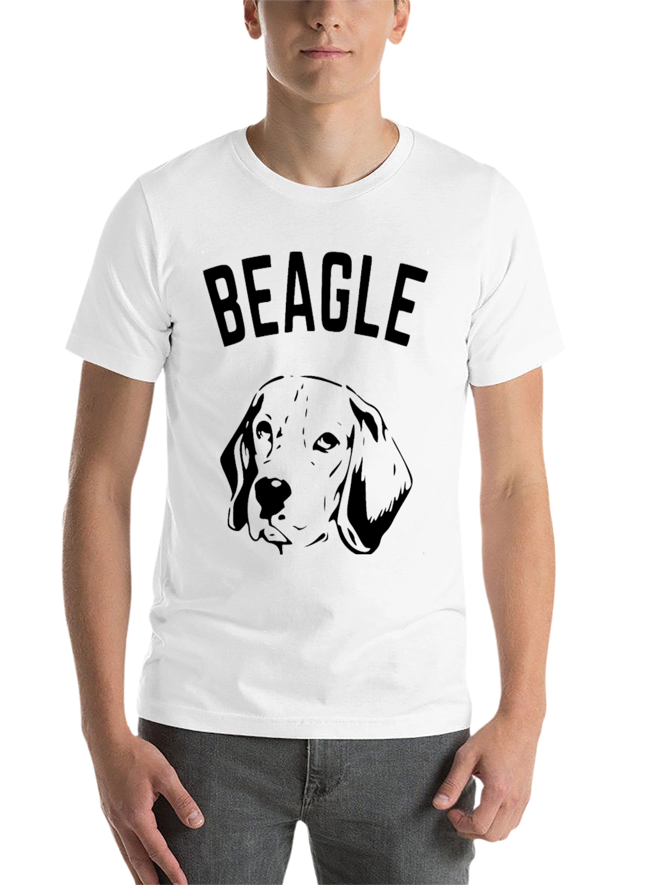 Black Beagle Dog Graphic Print Men's T-Shirt view 14