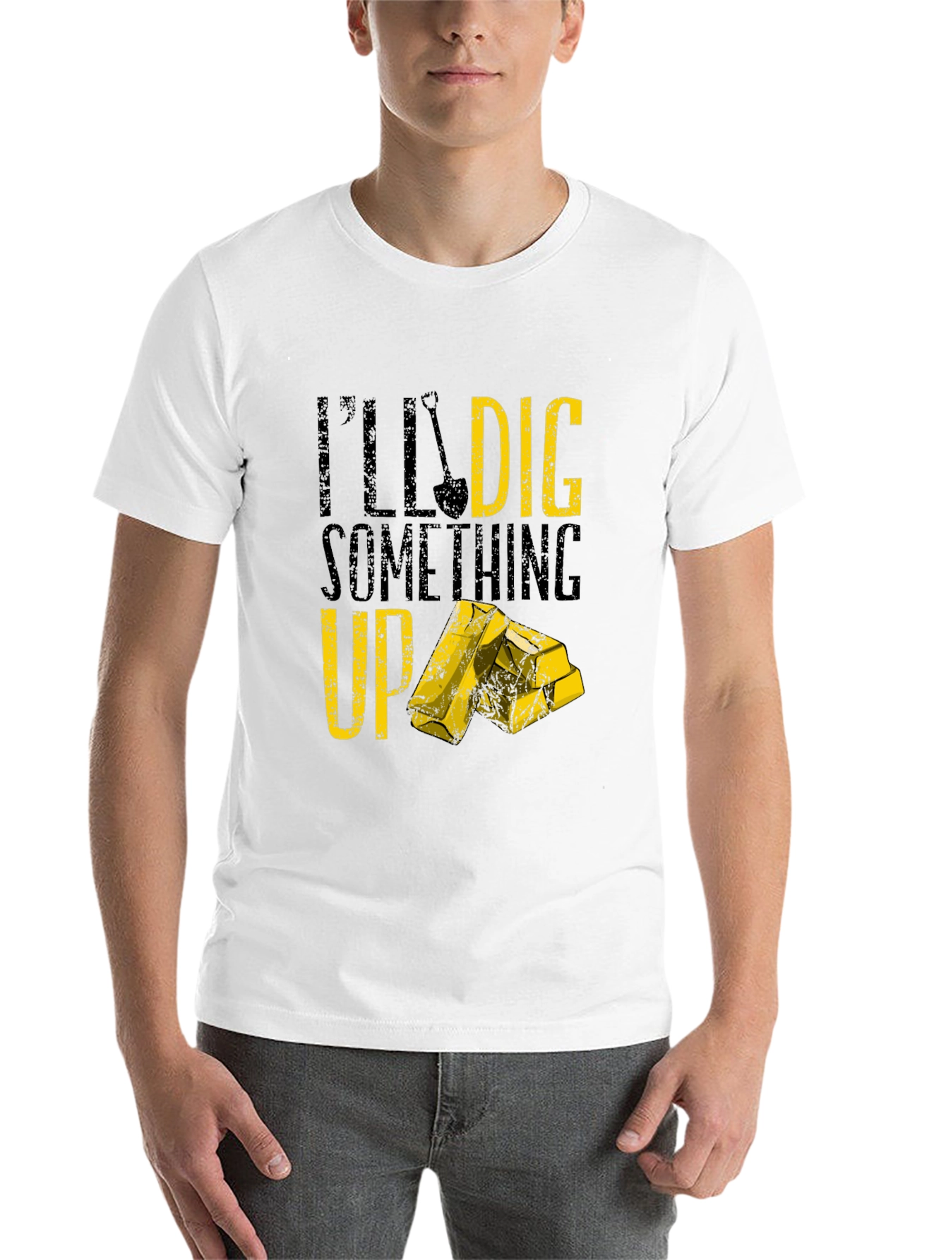Black I'll Dig Something Up T-Shirt - Funny Gold Miner Tee view 14