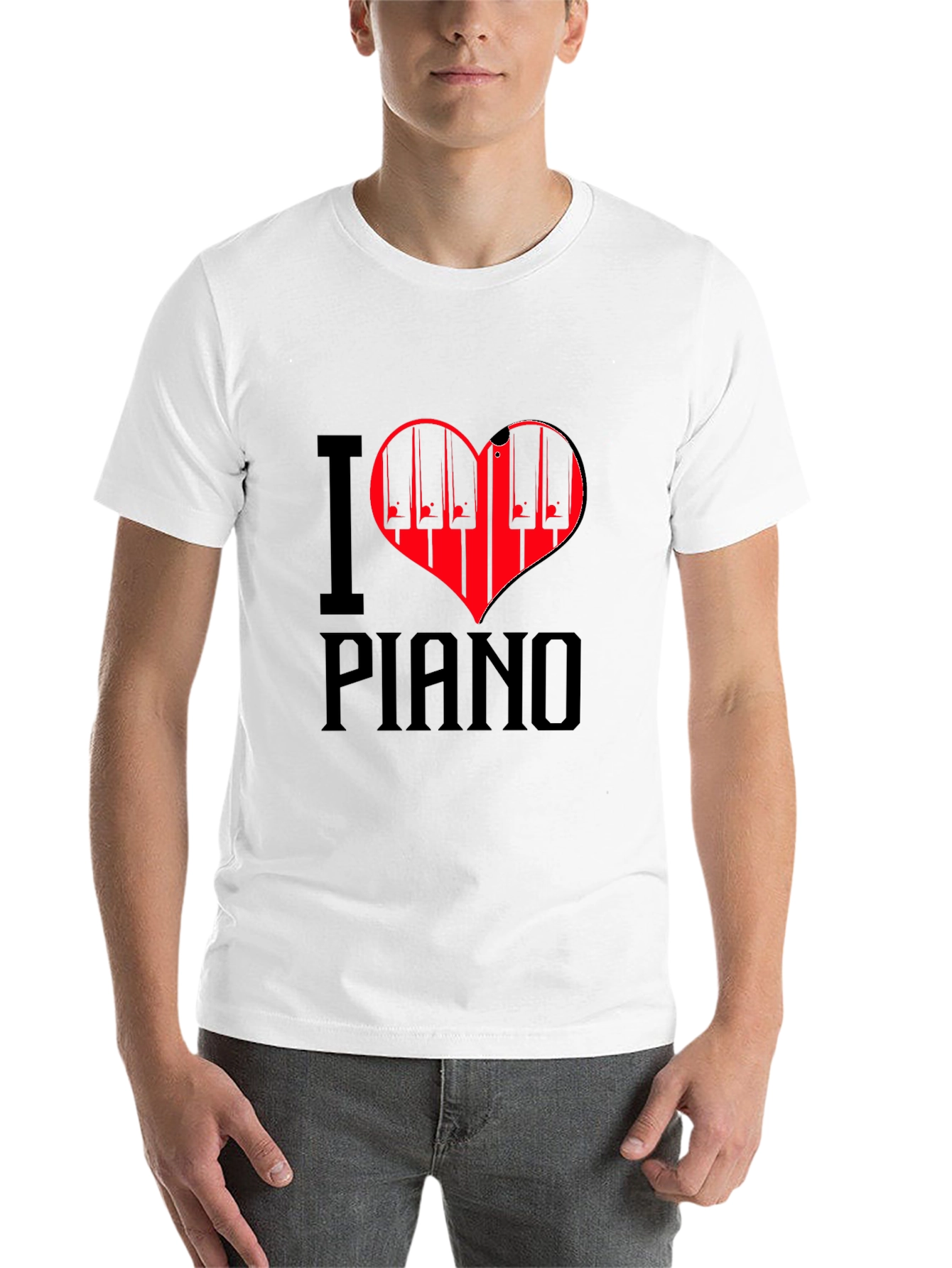 Black I Love Piano T-Shirt Black view 14