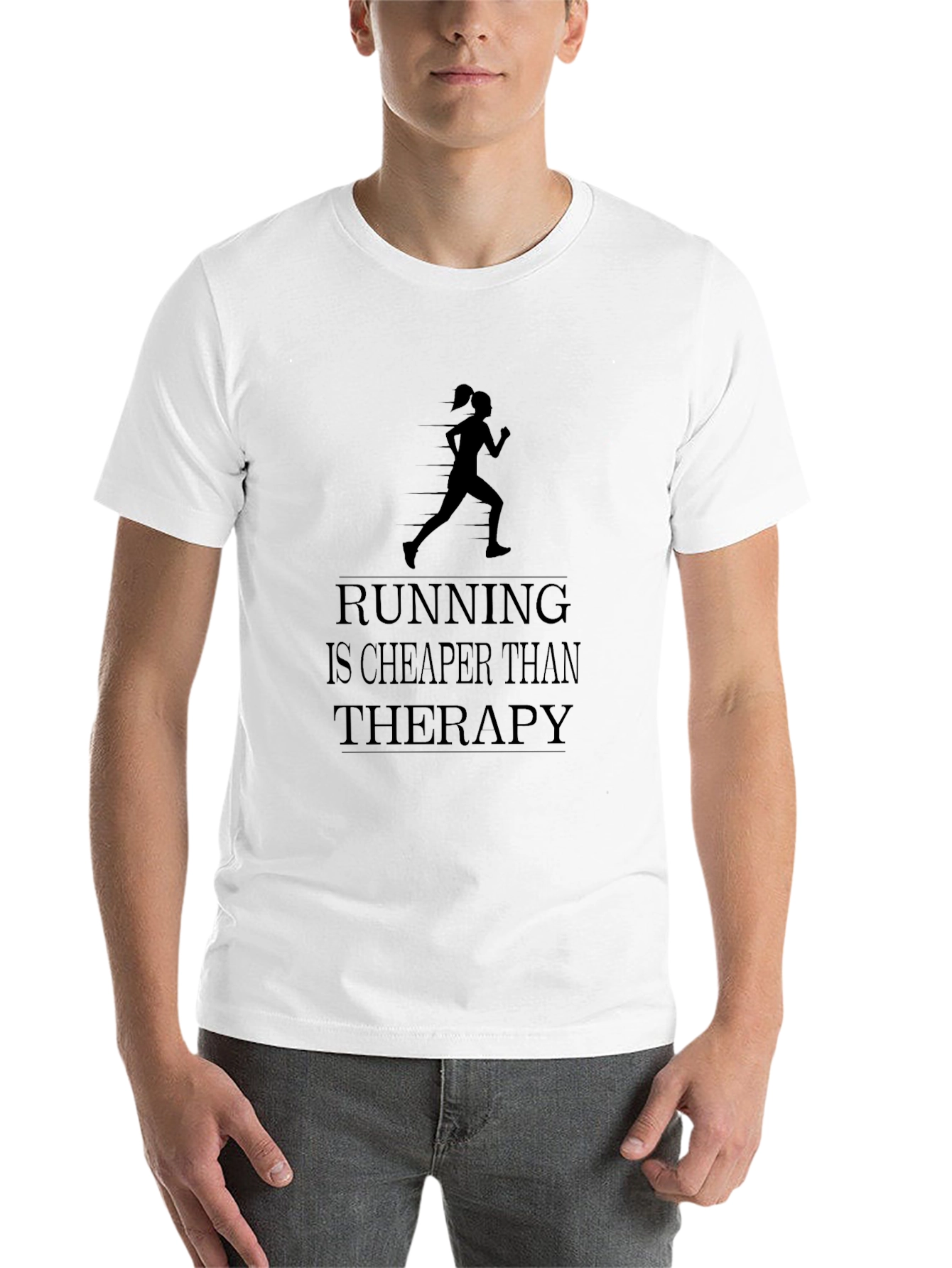 Black Running Cheaper Than Therapy T-Shirt view 14