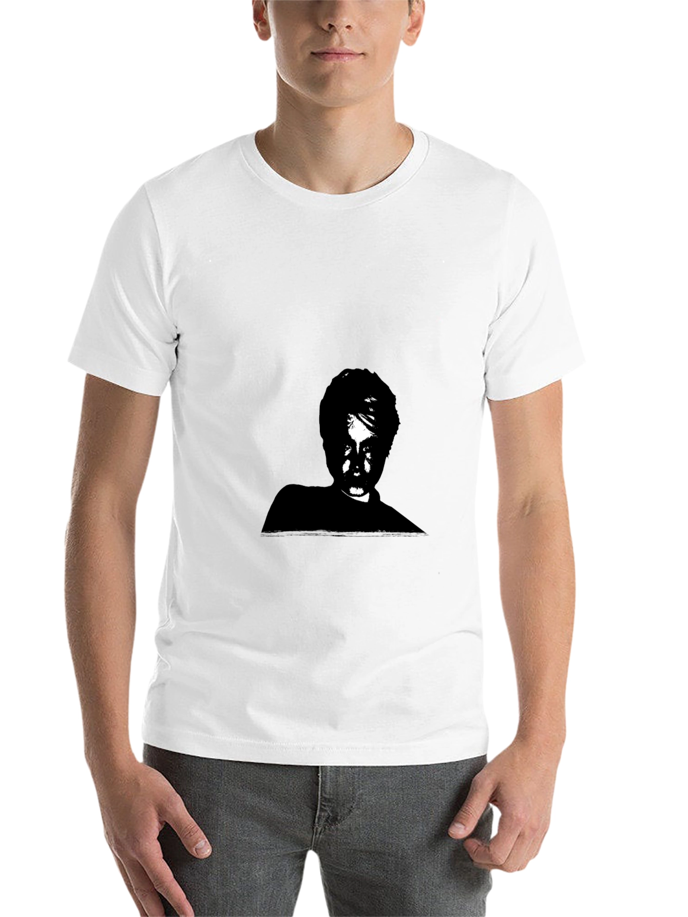 Black Monochrome Portrait Graphic Tee - Soft Cotton Blend view 14