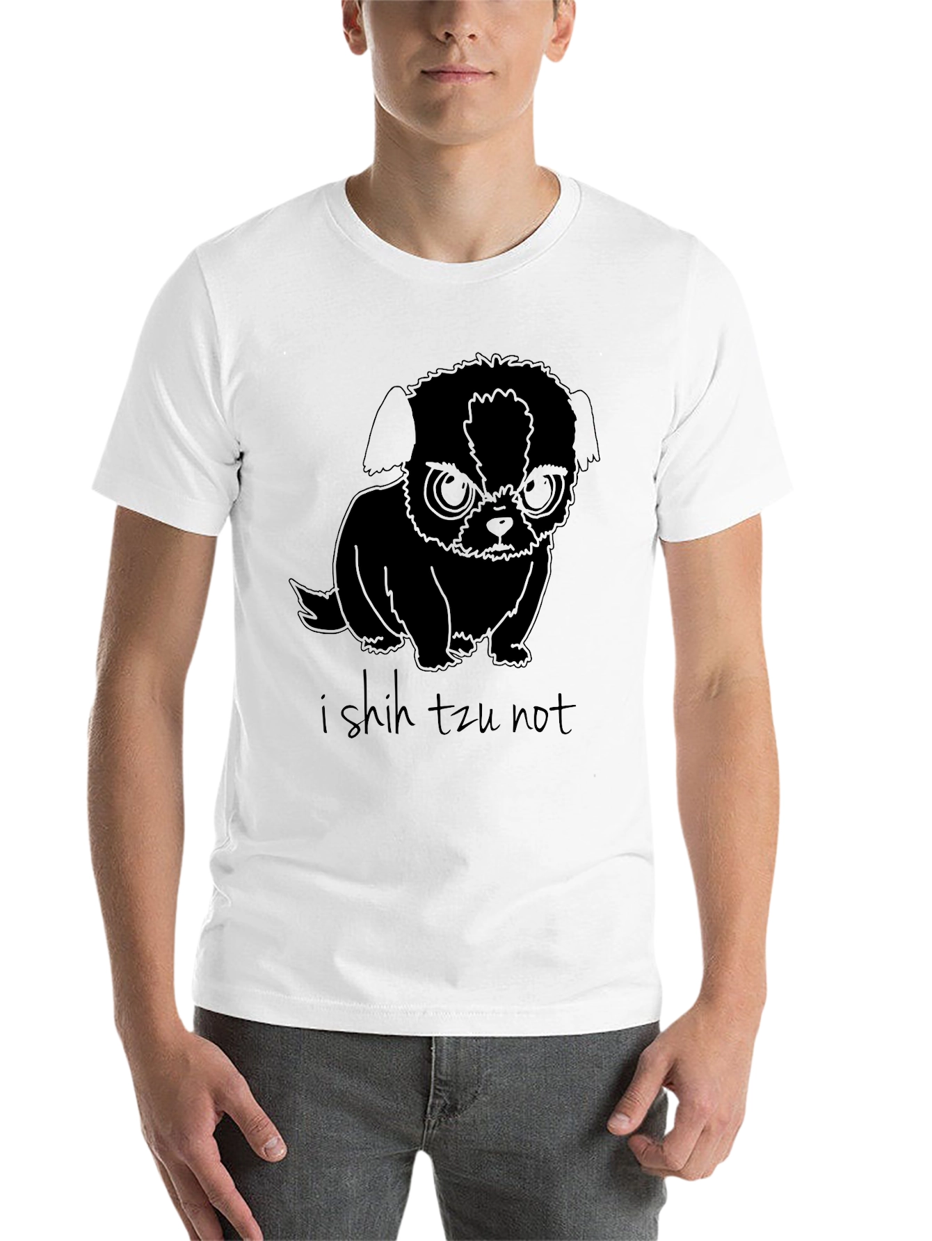 Black I Shih Tzu Not Funny Dog Graphic T-Shirt view 14