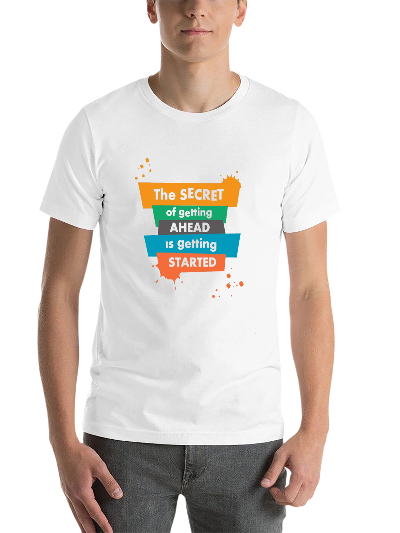 Black Inspirational Graphic T-Shirt - The Secret to Getting Ahead view 14