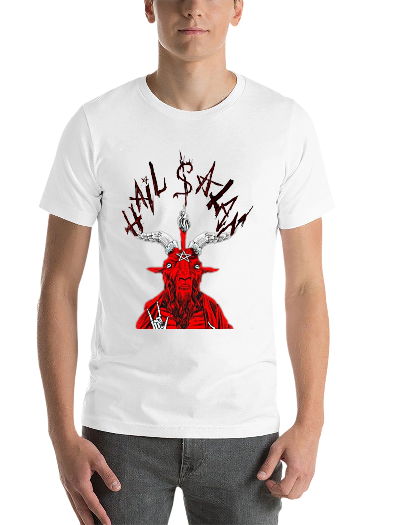 Hail Satan Graphic Tee - Black T-Shirt - 14