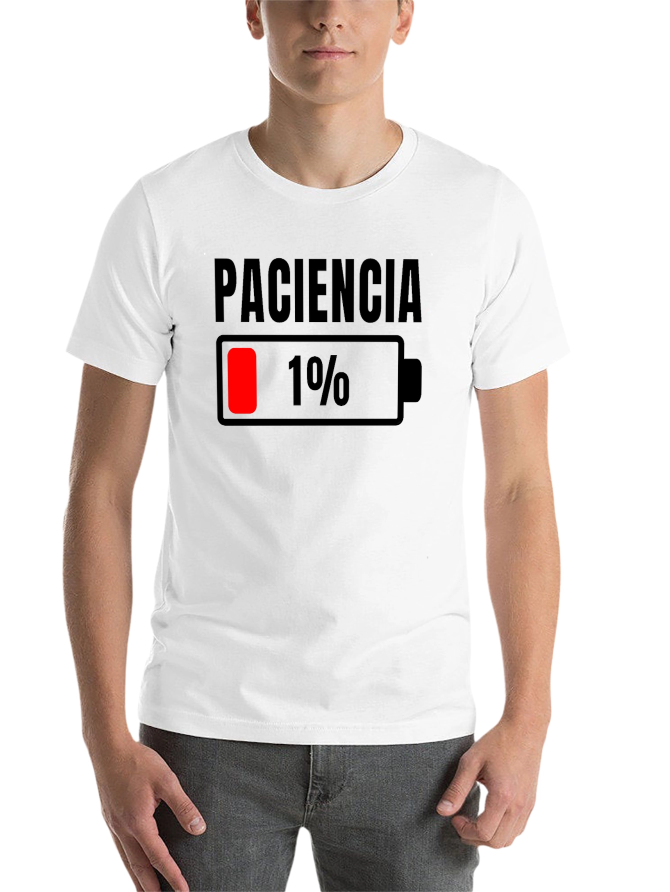 Black Paciencia Low Battery Graphic Tee - Funny Humor Shirt view 14