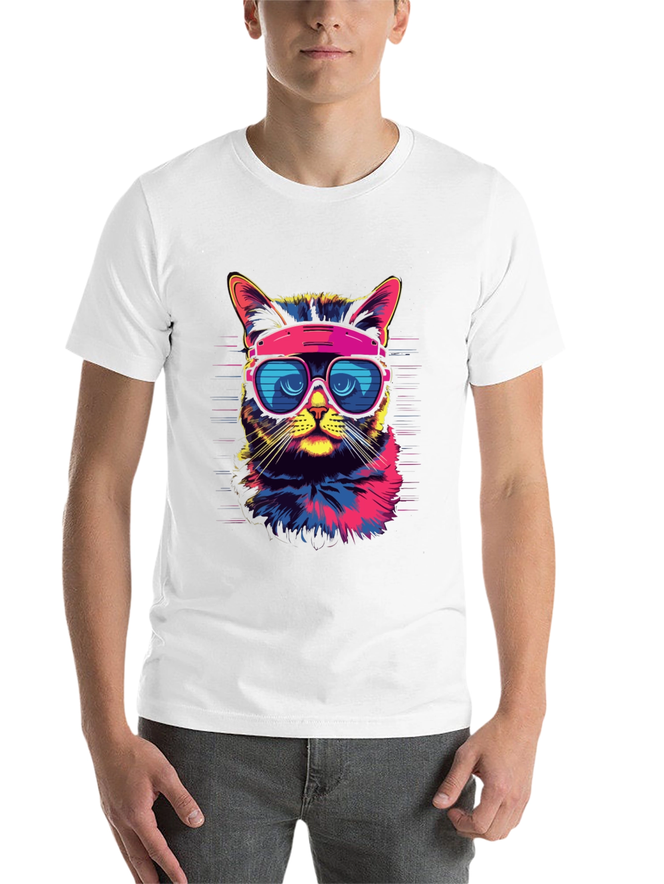 Black Cool Cat T-Shirt - Retro Sunglasses Graphic Tee view 14