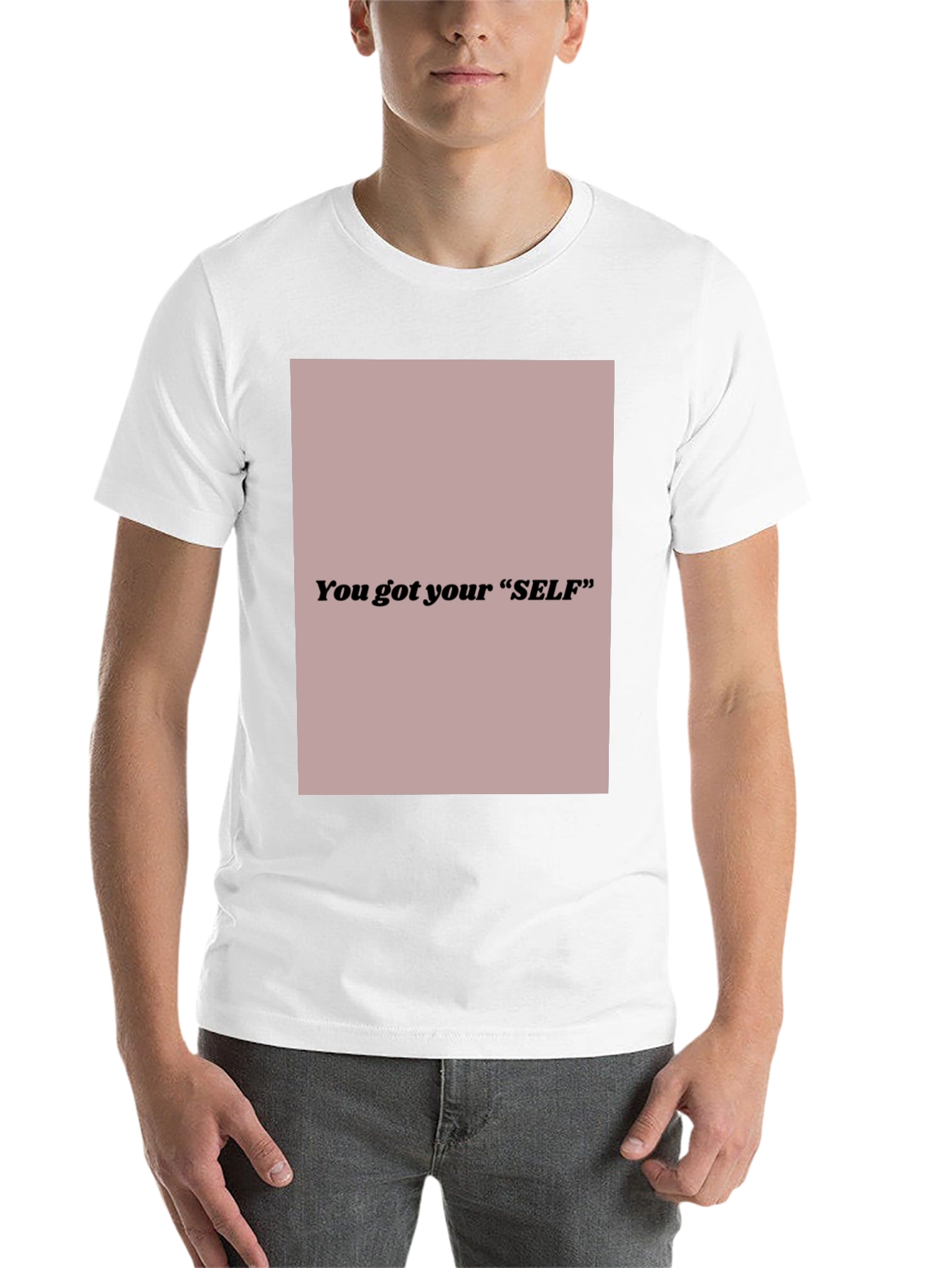Black Stylish Black Tee - You Got Your "SELF" Graphic Print view 14