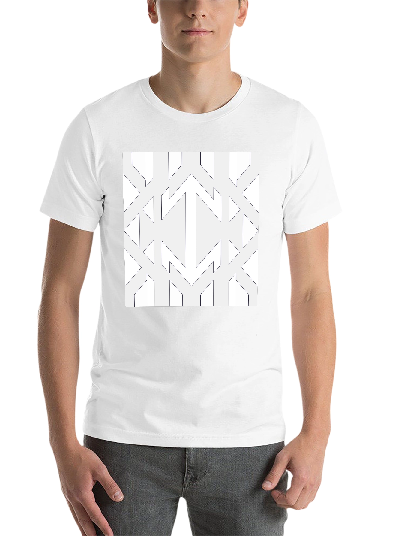 Black Modern Geometric Pattern Black Tee view 14