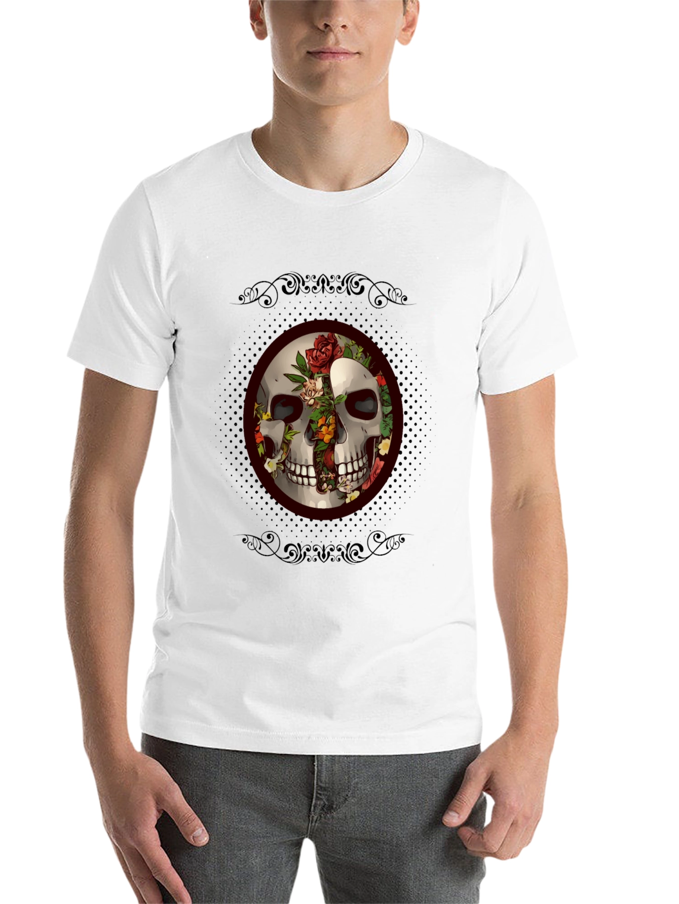 Black Skull & Roses Graphic Tee - Edgy Style view 14
