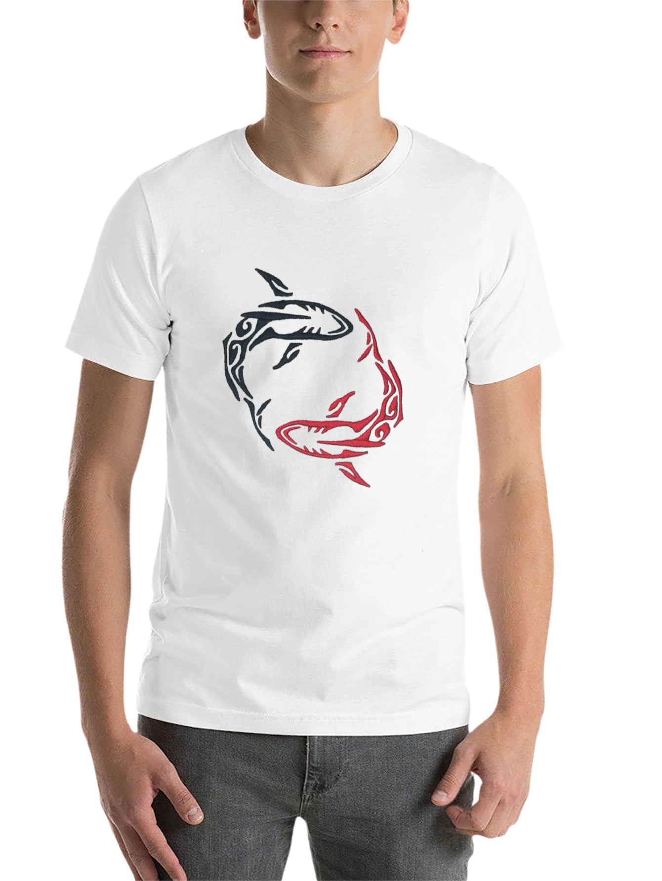 Black Yin Yang Sharks Graphic Tee - Black Cotton Blend view 14
