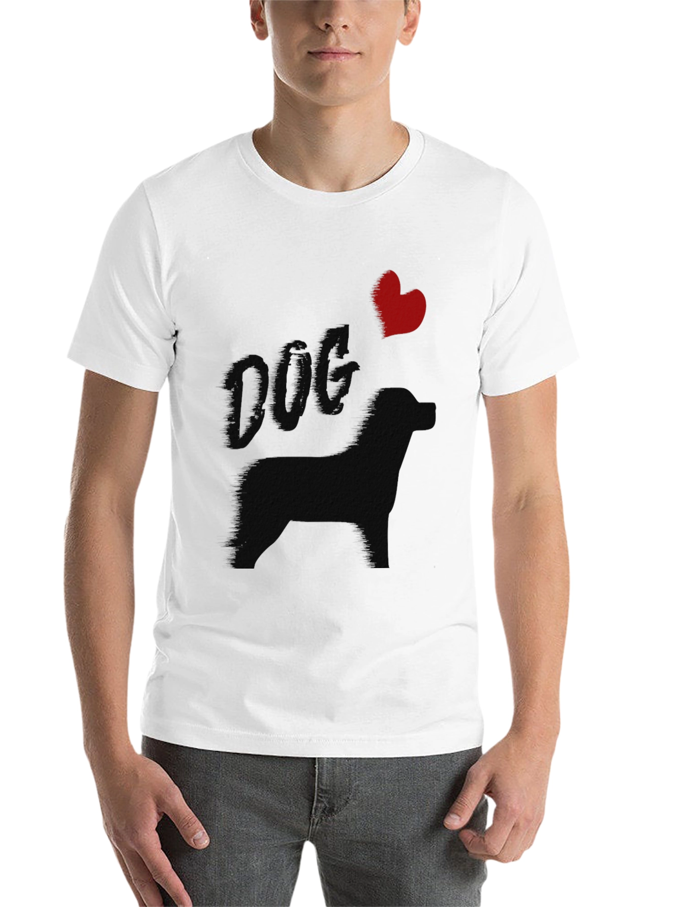 Black I Heart Dog T-Shirt - Unisex Crew Neck view 14
