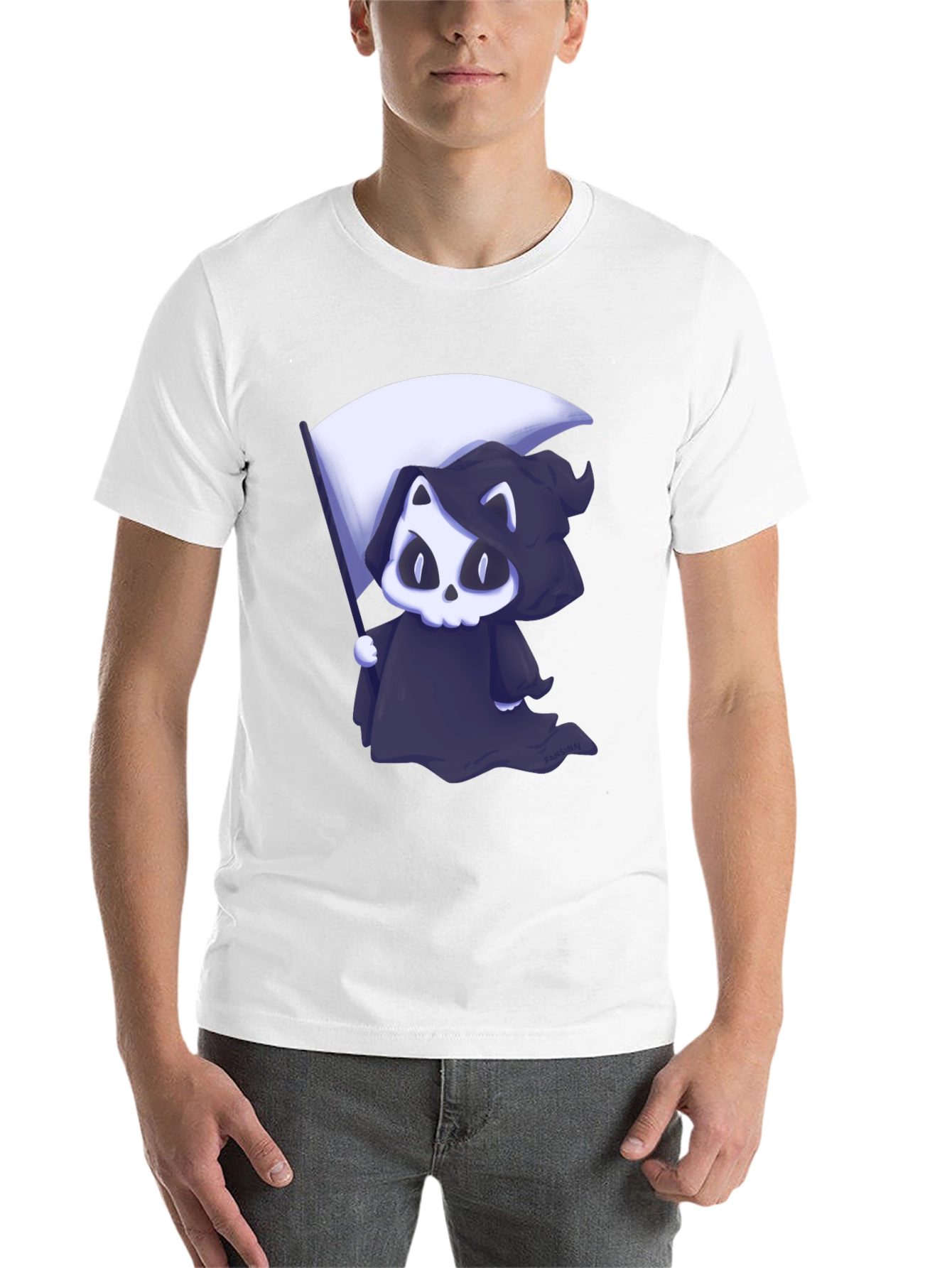 Black Grim Reaper Cat Graphic Tee view 14